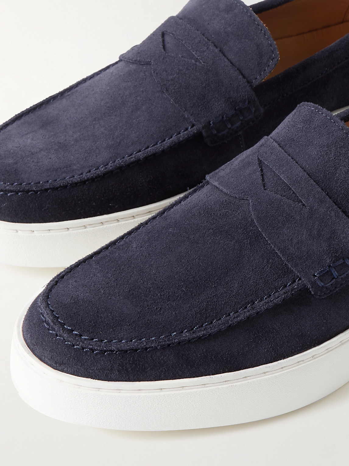 Shop Mr P Peter Suede Penny Loafers In Blue