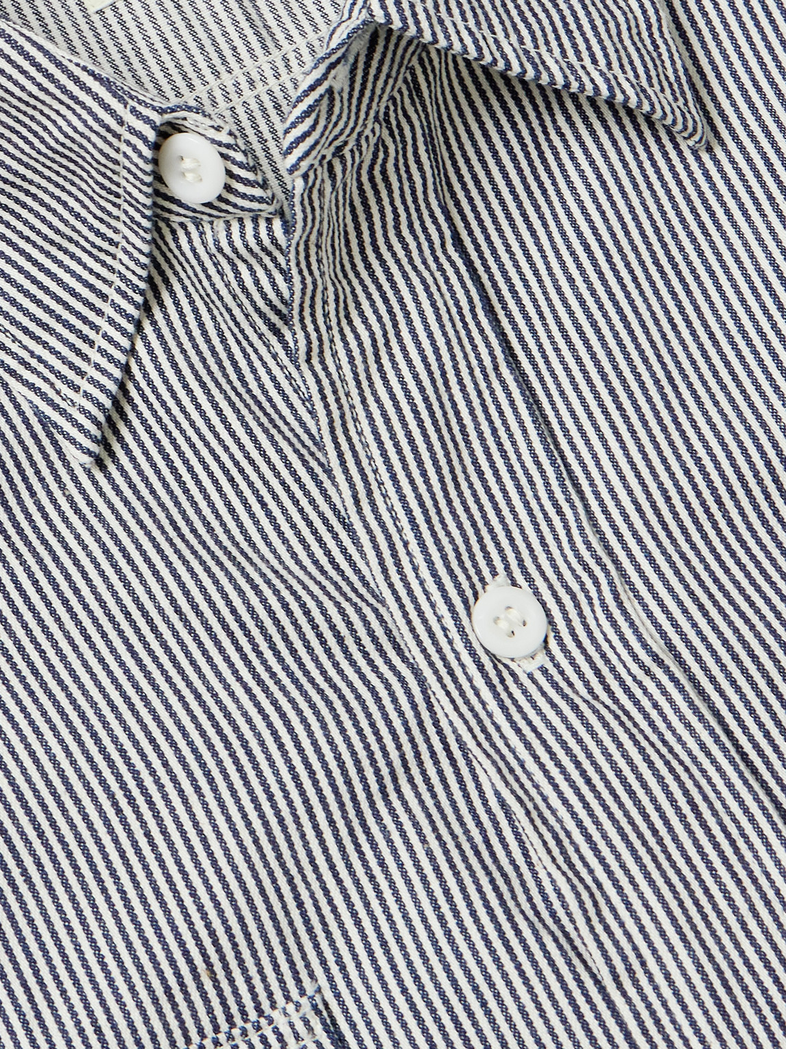 Shop Orslow Striped Cotton Shirt In Gray