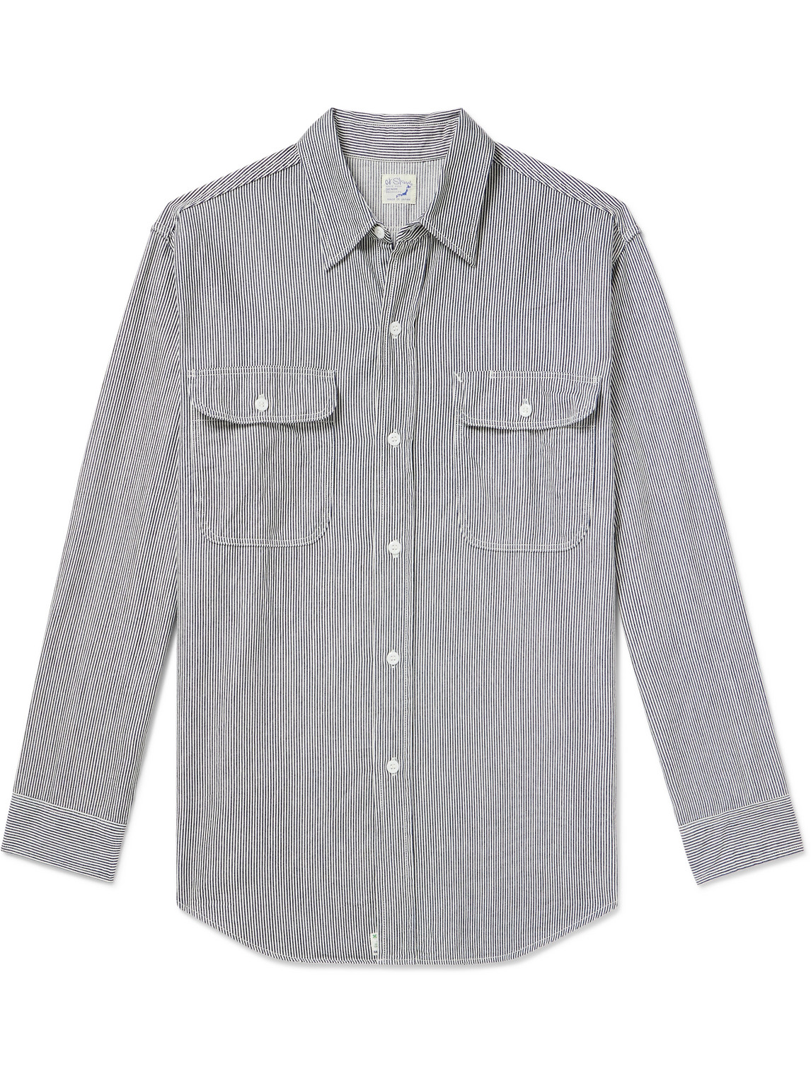 Orslow Striped Cotton Shirt In Grey