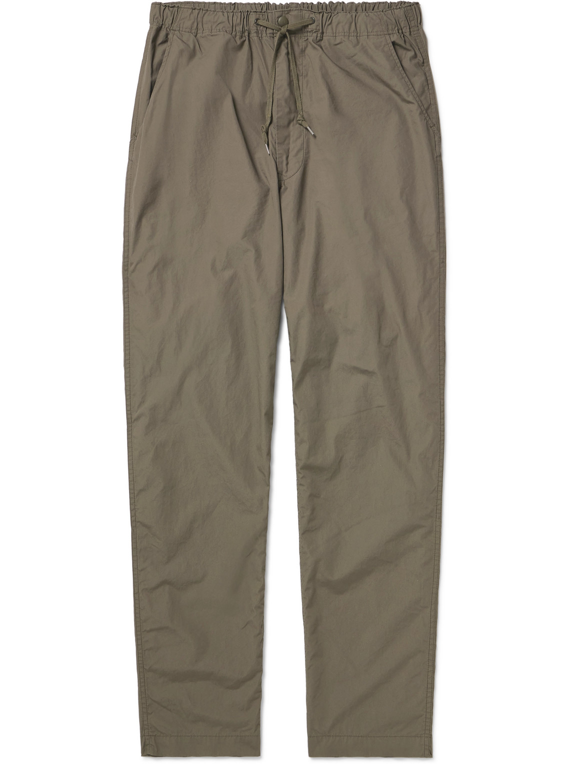 Orslow New Yorker Tapered Cotton Drawstring Trousers In Green