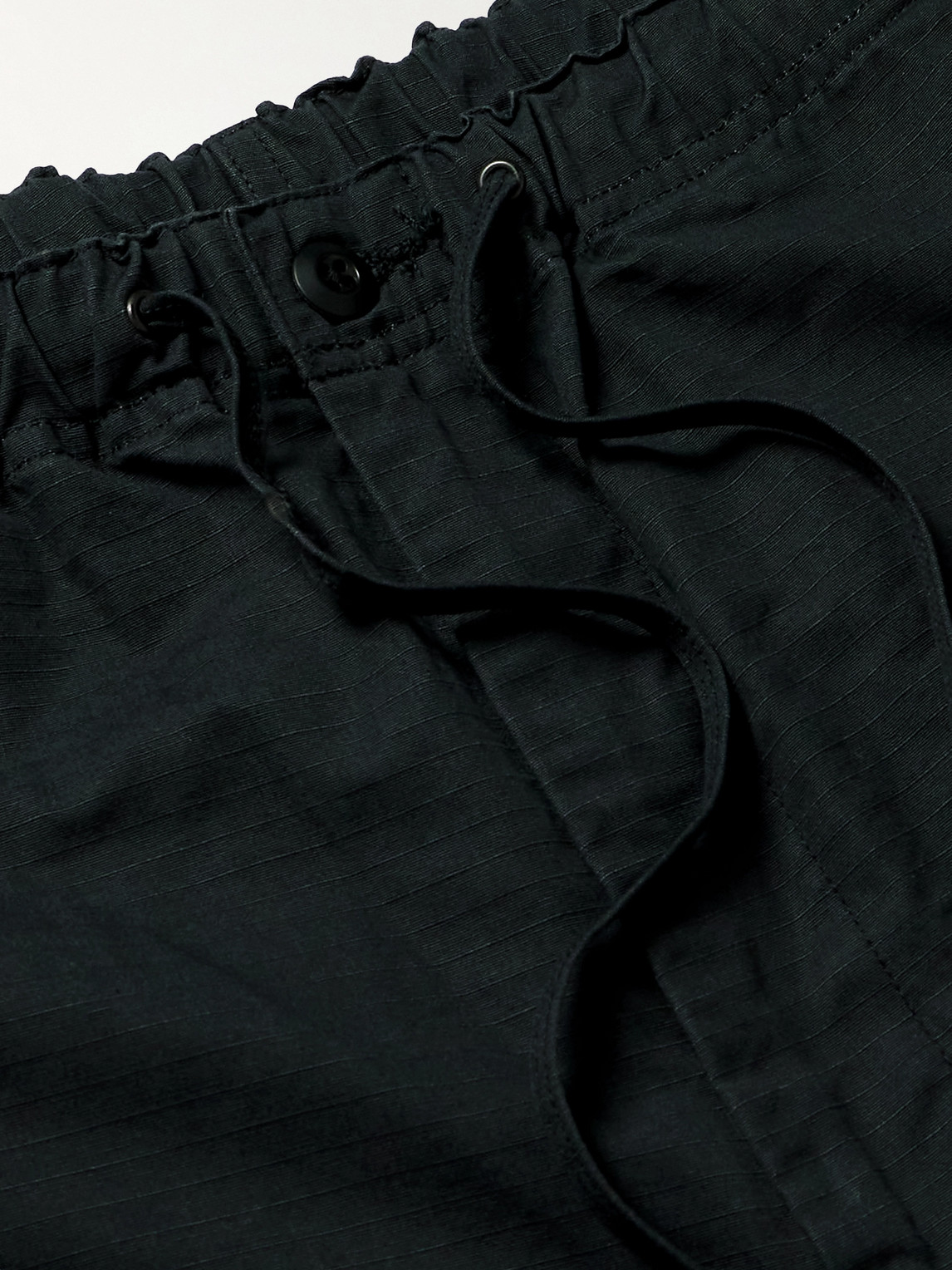 Shop Orslow New Yorker Straight-leg Cotton-ripstop Drawstring Shorts In Black