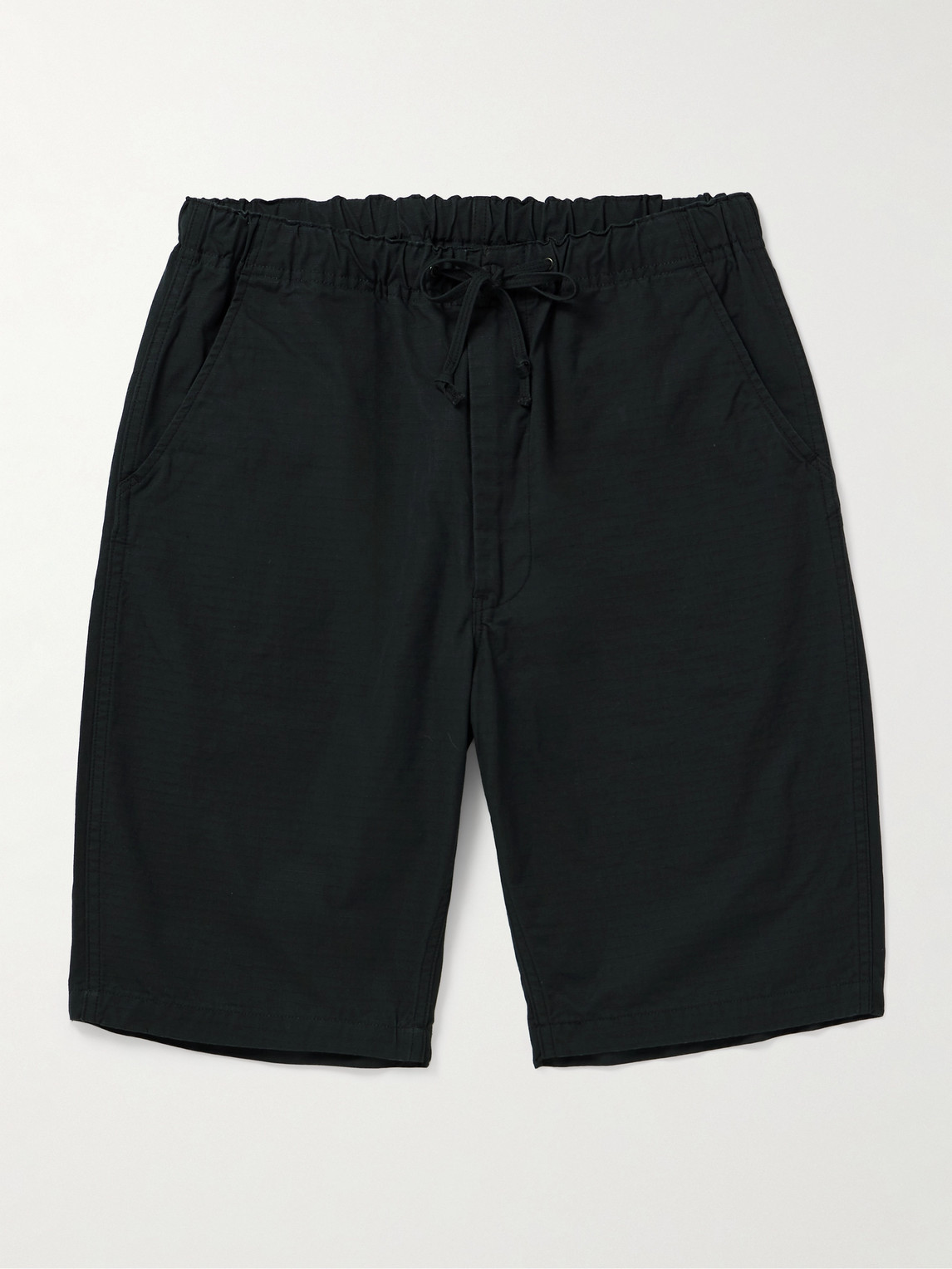 Orslow New Yorker Straight-leg Cotton-ripstop Drawstring Shorts In Black