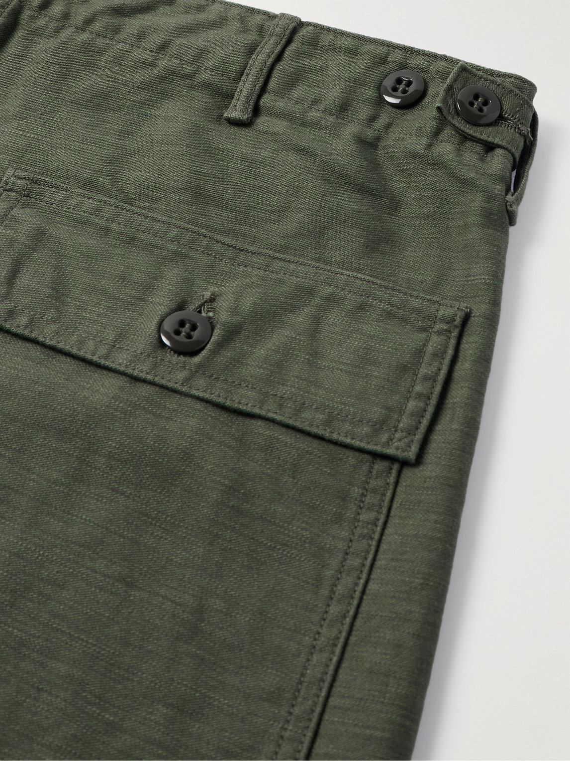 Shop Orslow Slim-fit Straight-leg Cotton Cargo Shorts In Green