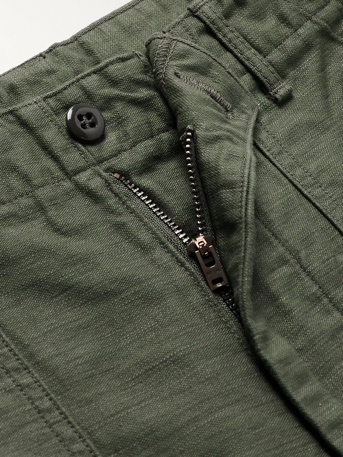 Shop Orslow Slim-fit Straight-leg Cotton Cargo Shorts In Green