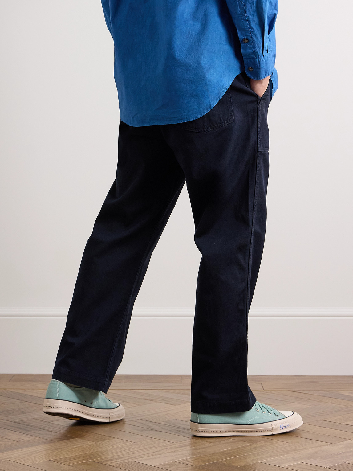 Shop Blue Blue Japan Straight-leg Indigo-dyed Tencel™ Lyocell-blend Twill Trousers In Blue
