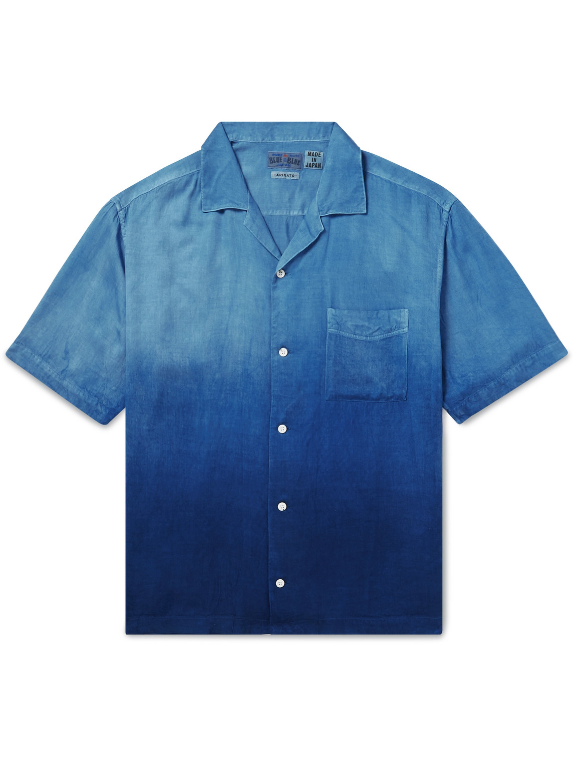 Blue Blue Japan Camp-collar Indigo-dyed Woven Shirt In Blue
