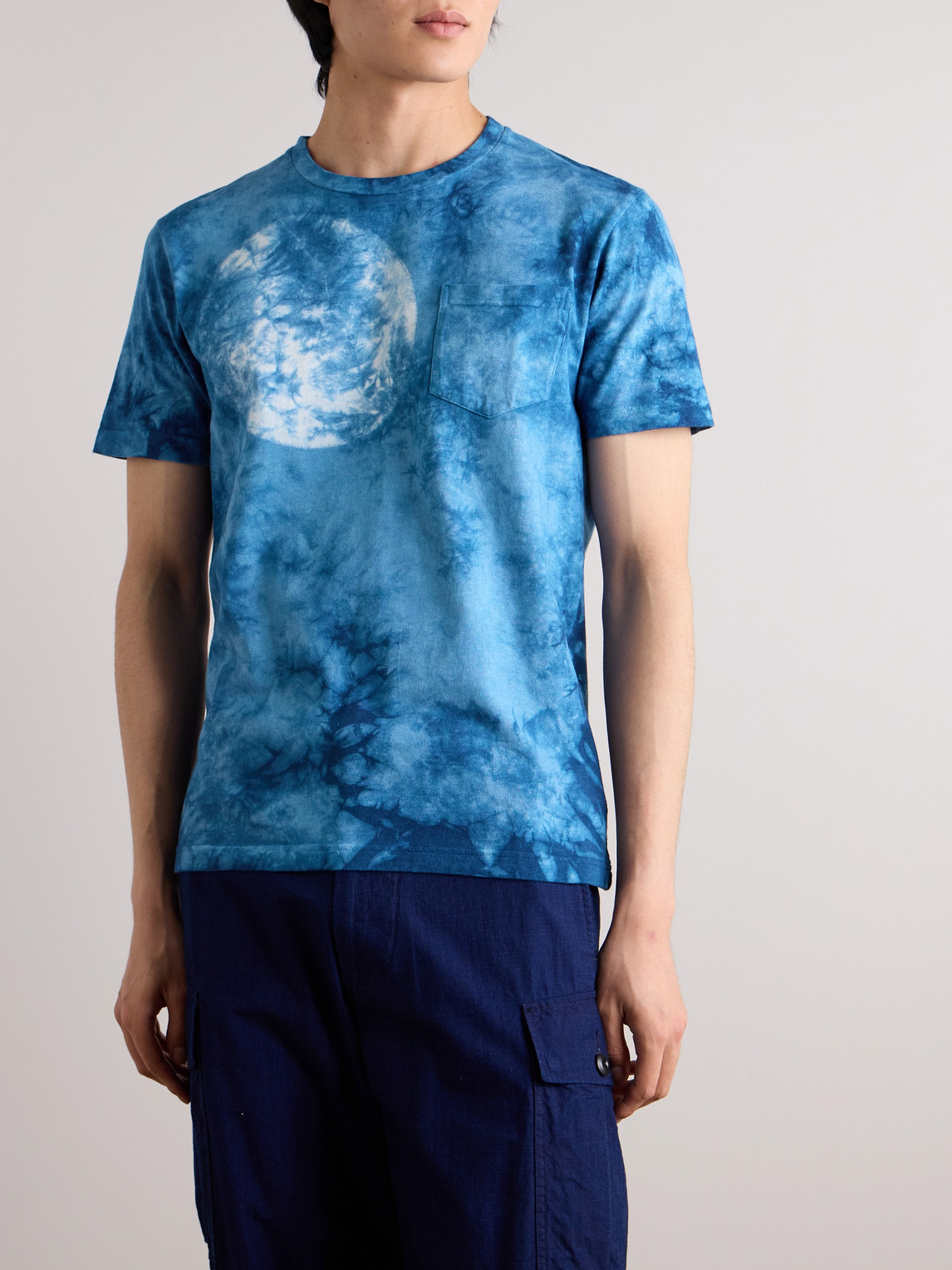 Shibori Tie-Dyed Cotton Jersey T-Shirt(2 RED): Mame