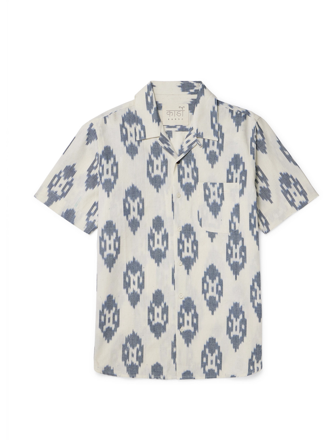 Kardo Lamar Convertible-collar Cotton-jacquard Shirt In Blue