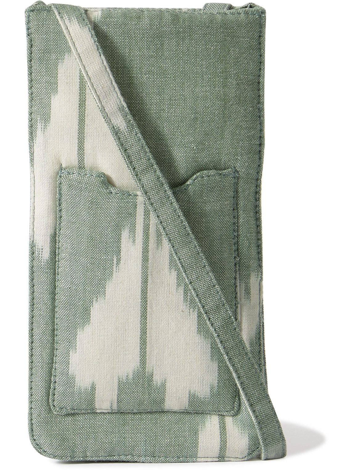Kardo Printed Cotton Phone Pouch In Green