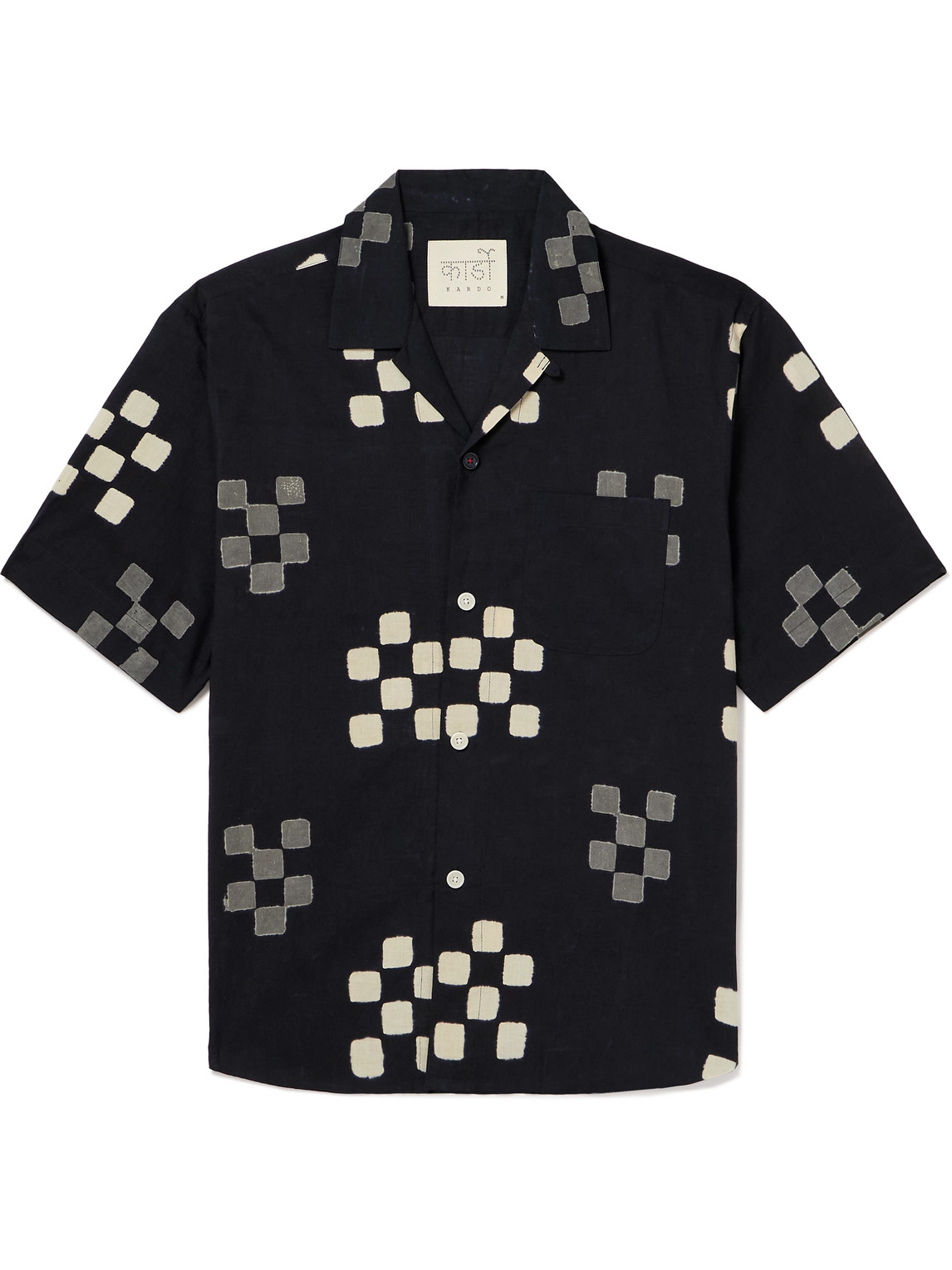 Kardo Ronen Convertible-collar Checked Cotton Shirt In Black
