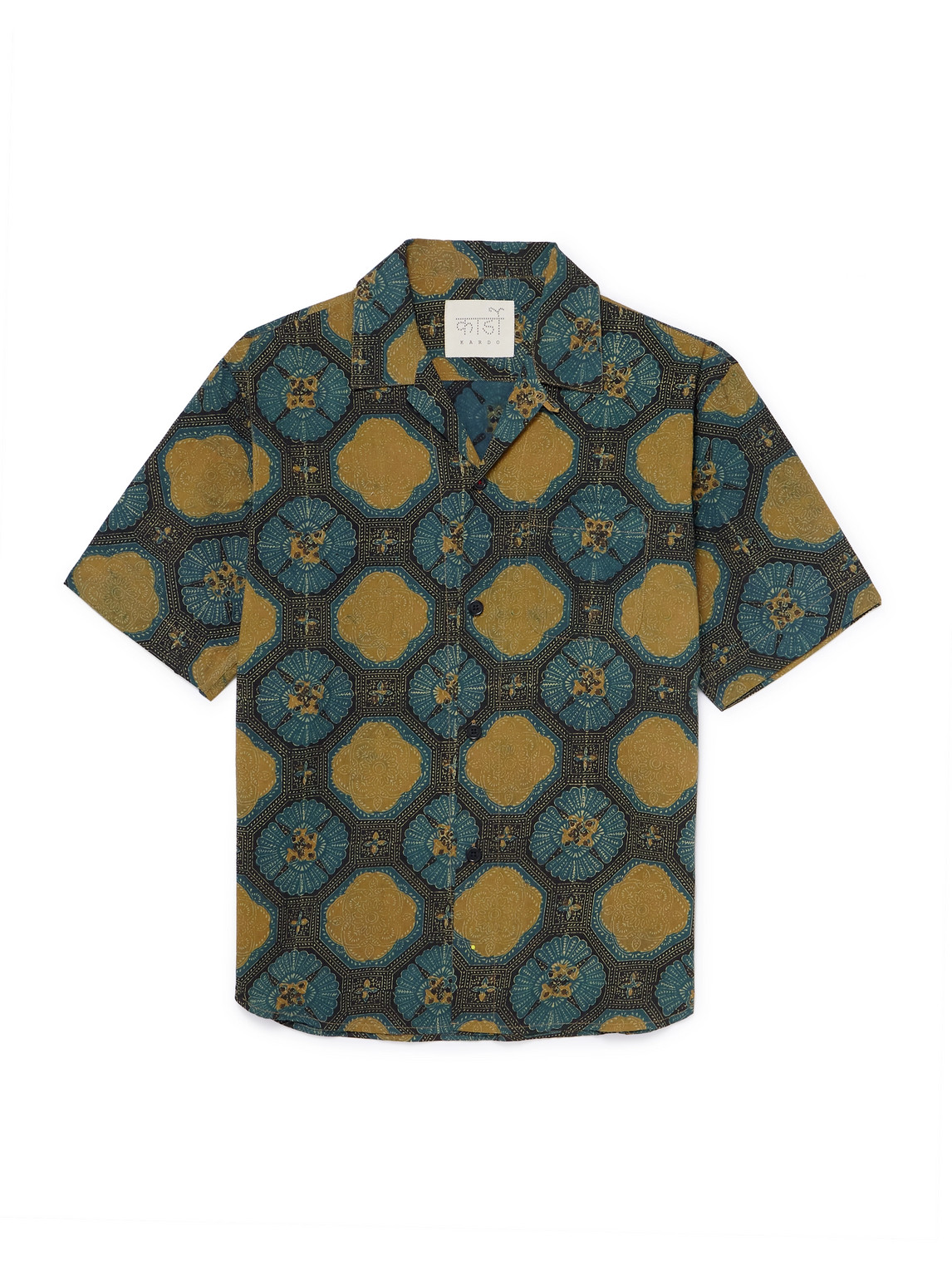 Kardo Ronen Convertible-collar Printed Cotton Shirt In Blue