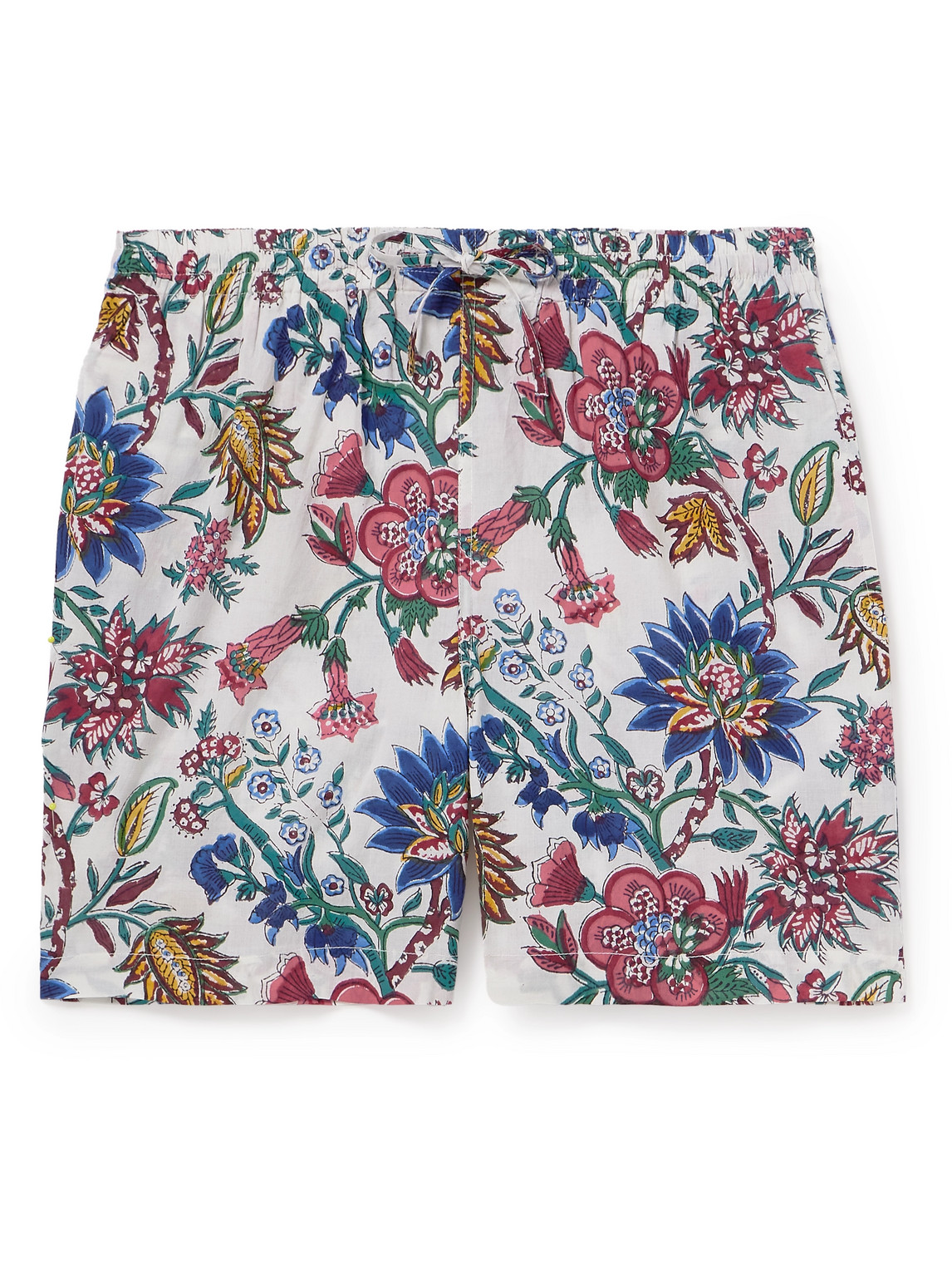 Kardo Olbia Straight-leg Floral-print Cotton Drawstring Shorts In Pink