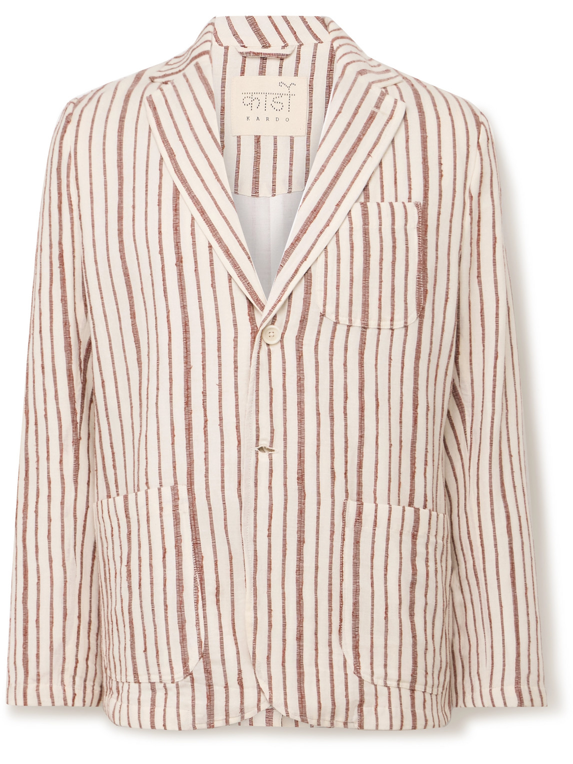 Hugh Embroidered Striped Cotton Suit Jacket