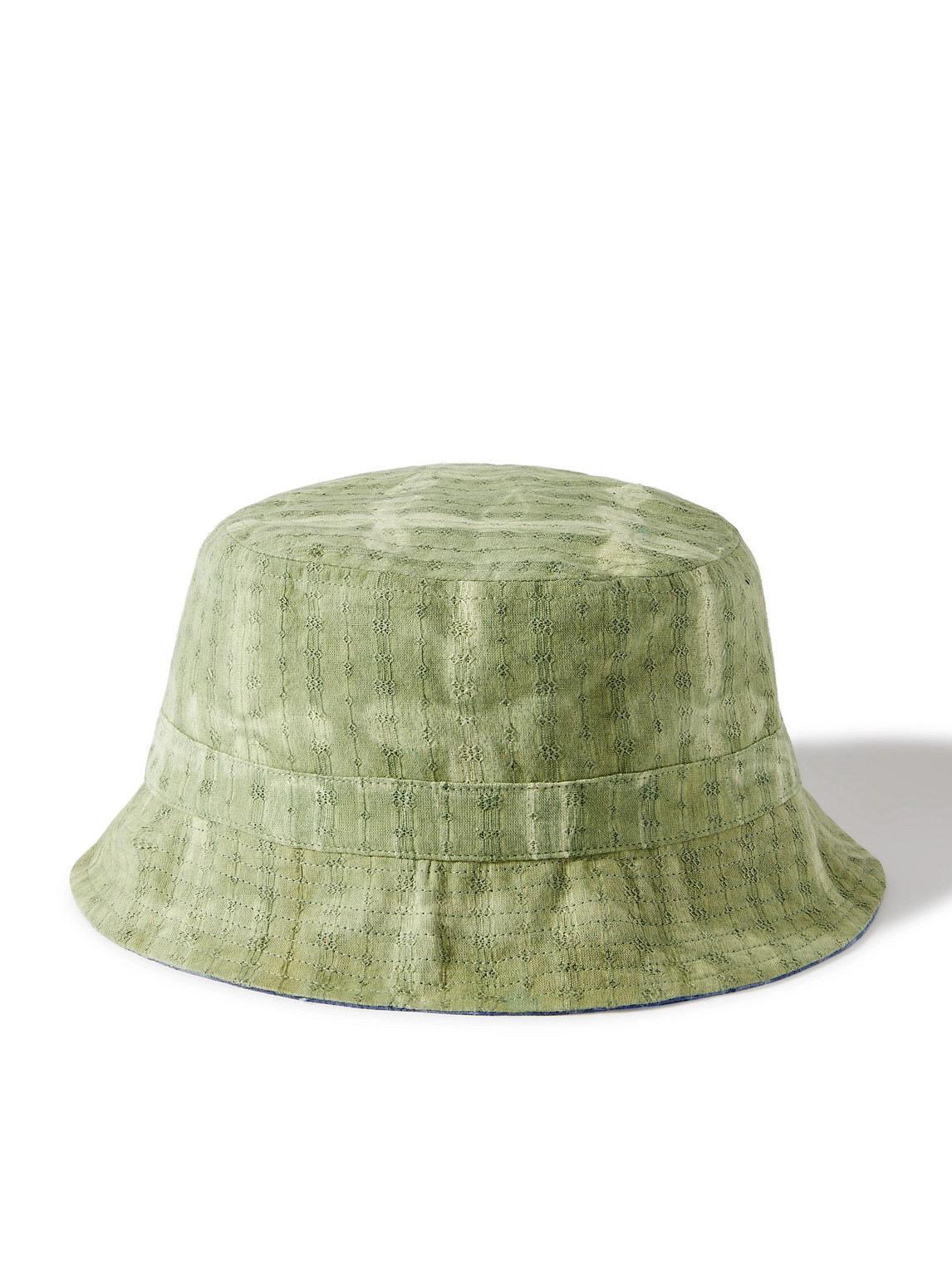 Kardo Reversible Embroidered Printed Organic Cotton Bucket Hat In Green