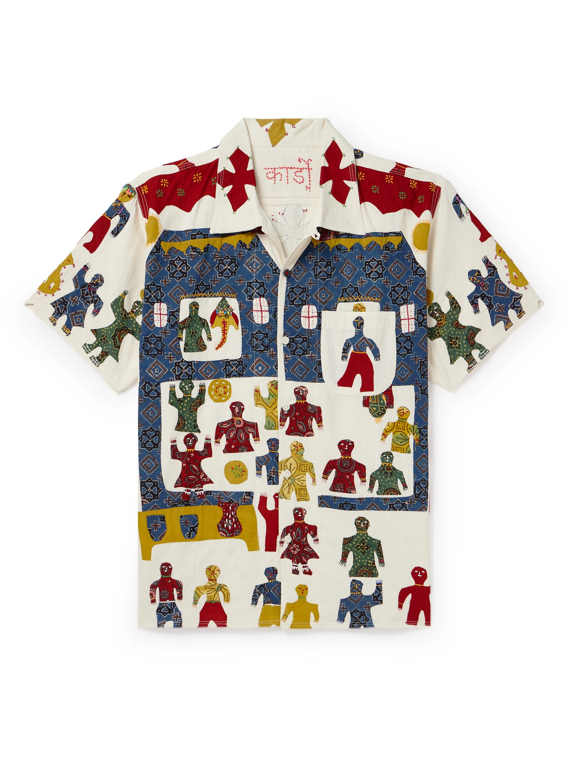 Kardo - Craft Chintan Embroidered Printed Patchwork Cotton Shirt - Men - Multi - XL