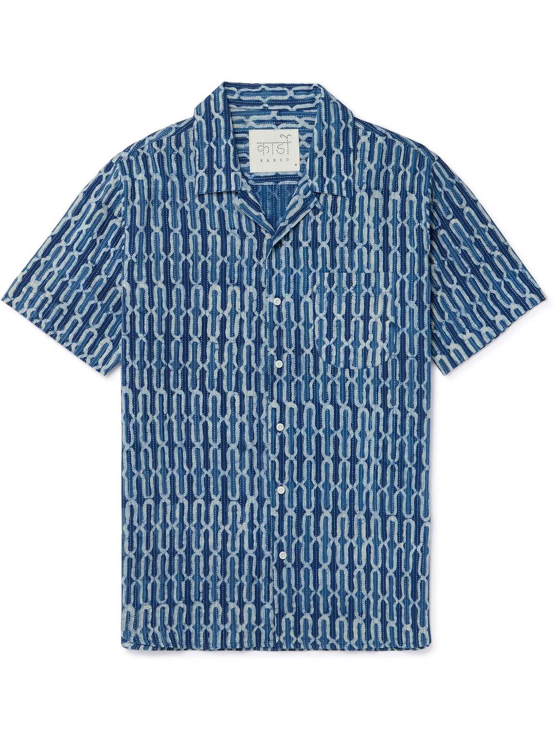 Kardo Lamar Embroidered Printed Cotton Shirt In Blue