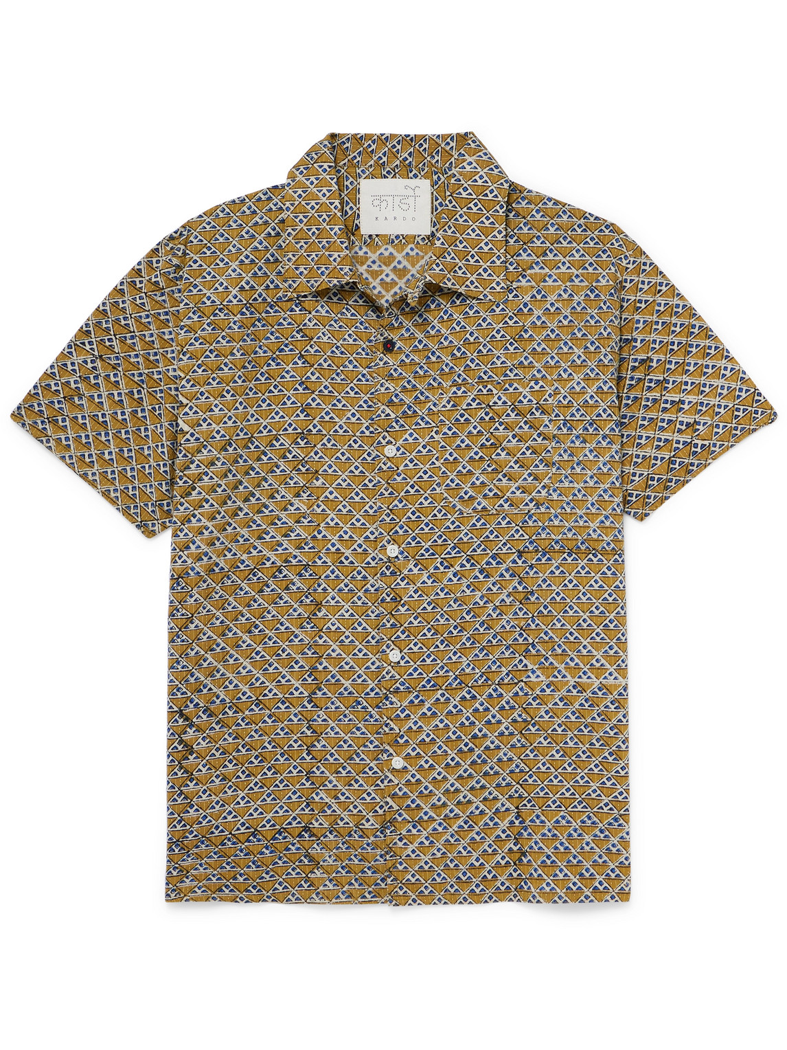 Kardo Chintan Convertible-collar Printed Cotton Shirt In Neutrals