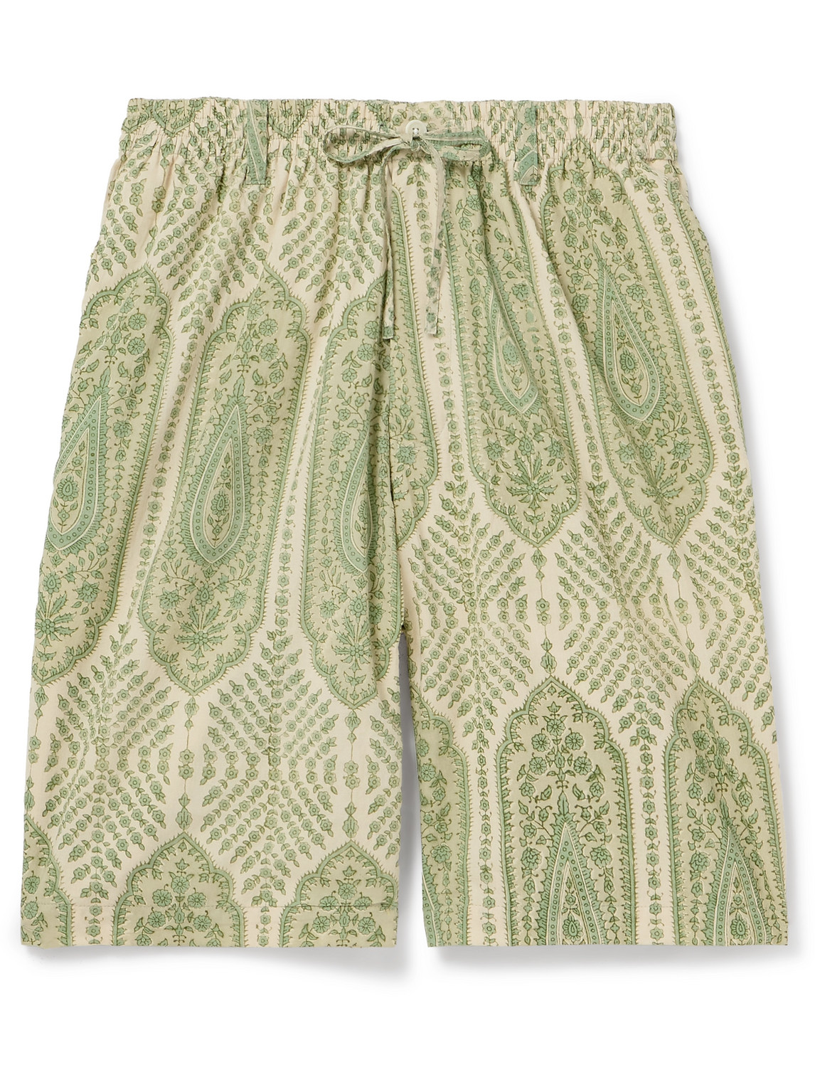 Kardo Straight-leg Printed Cotton Drawstring Shorts In Green