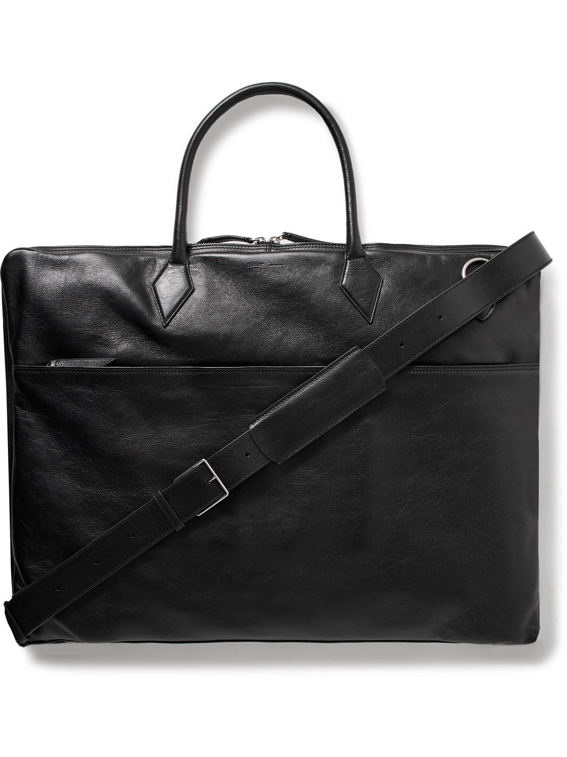 Metier Closer Full-grain Leather Suit Carrier In Black