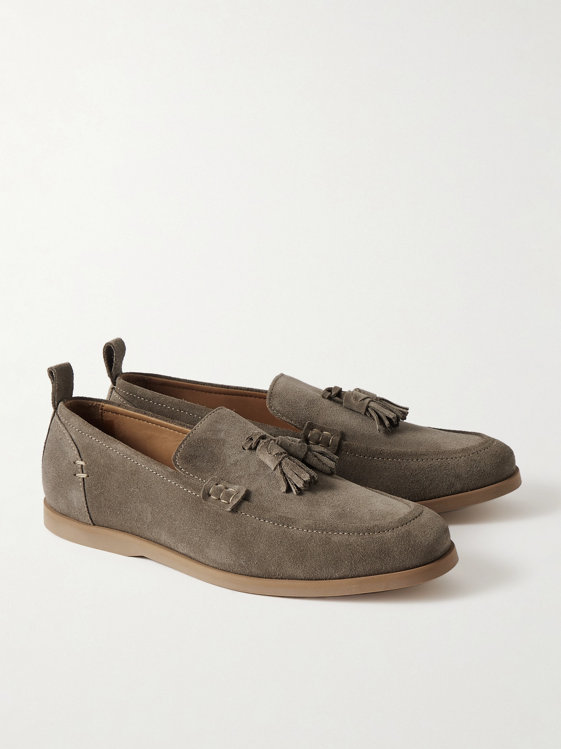 Shop Mr P Leo Tasselled Suede Loafers In Green