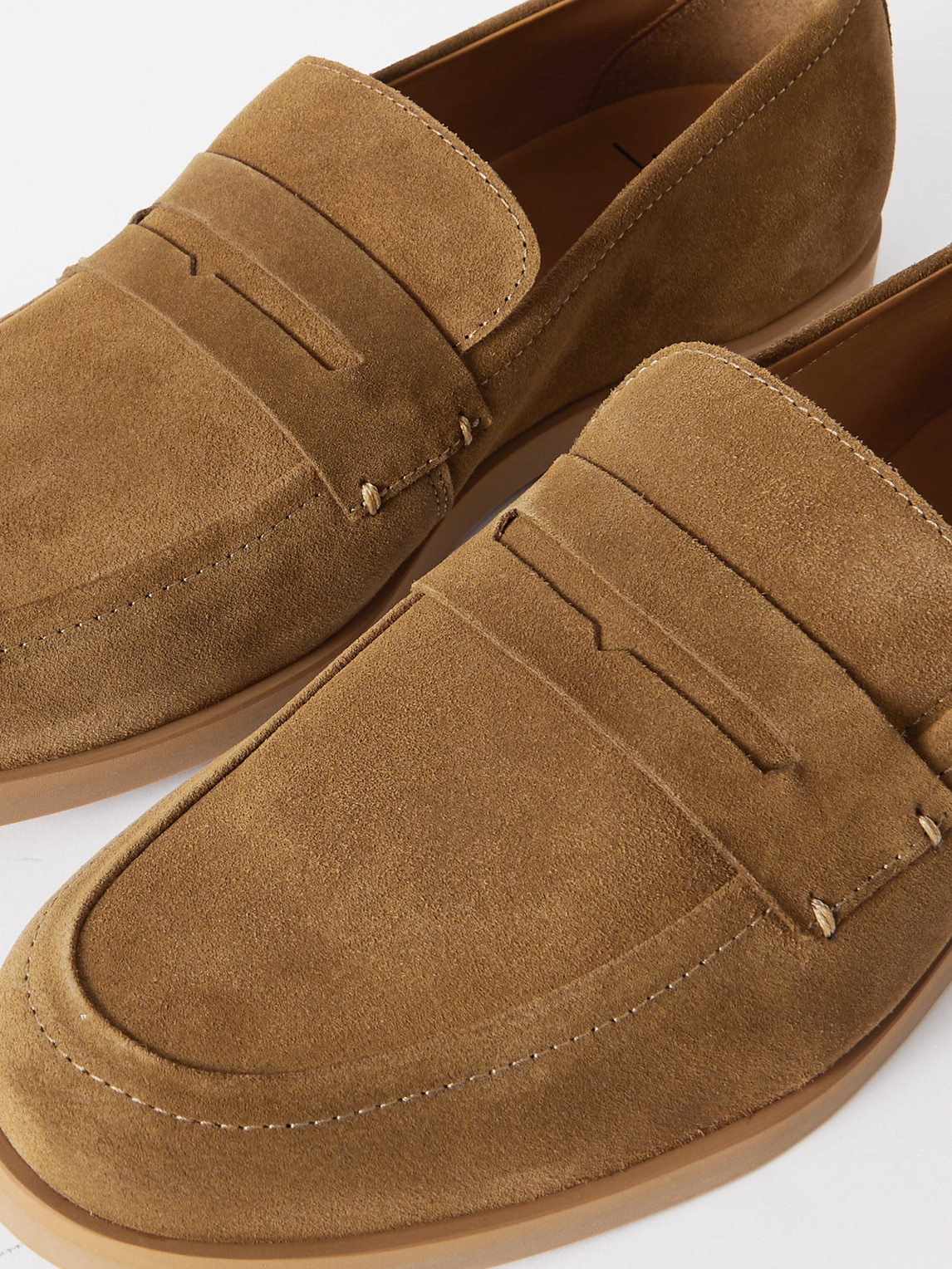 Shop Mr P Leo Suede Penny Loafers In Brown