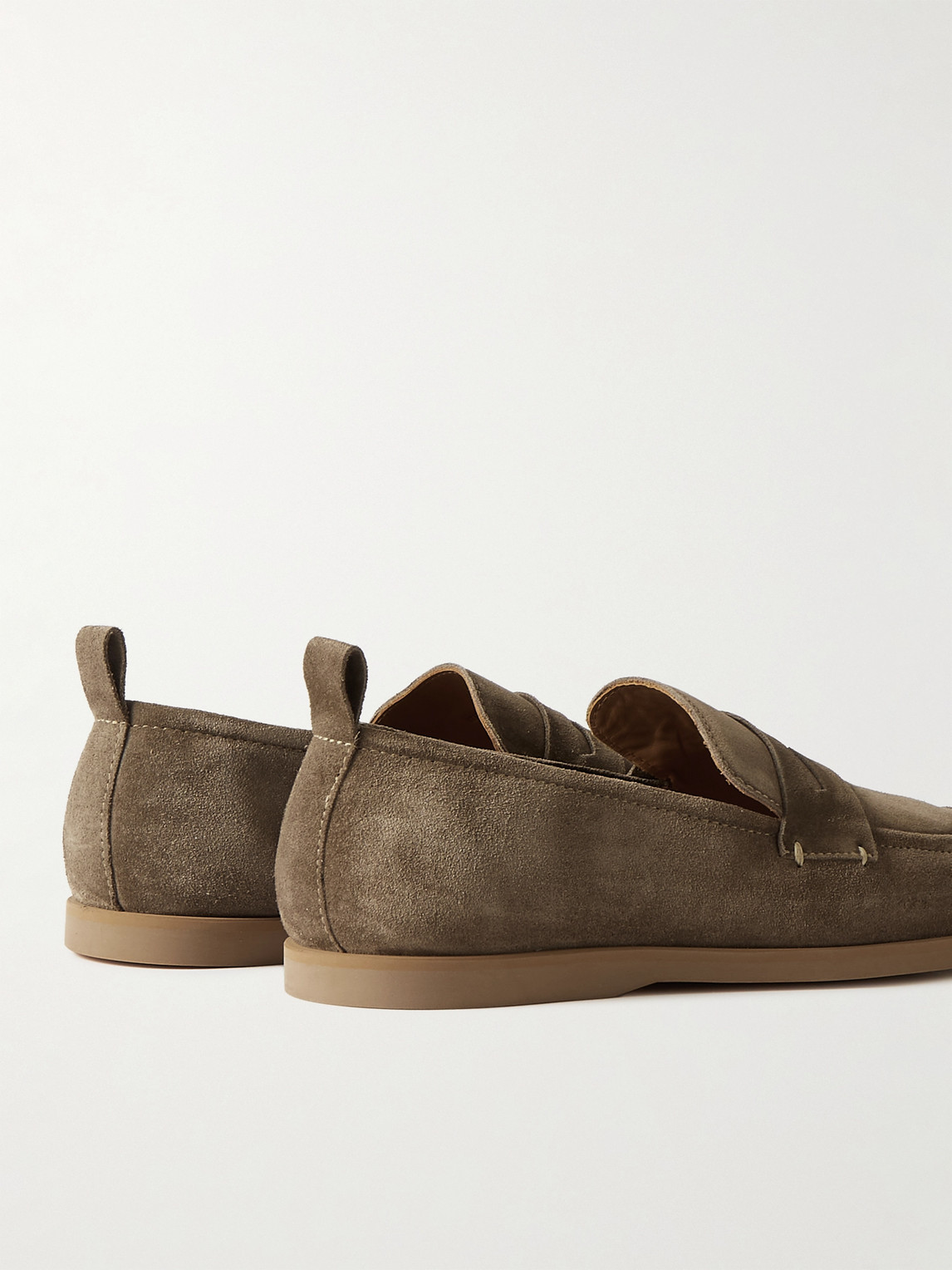 Shop Mr P Leo Suede Penny Loafers In Brown