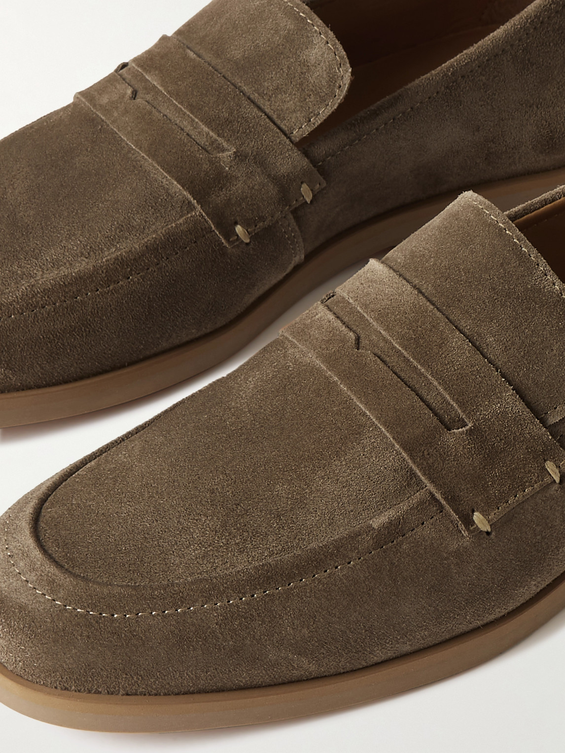 Shop Mr P Leo Suede Penny Loafers In Brown