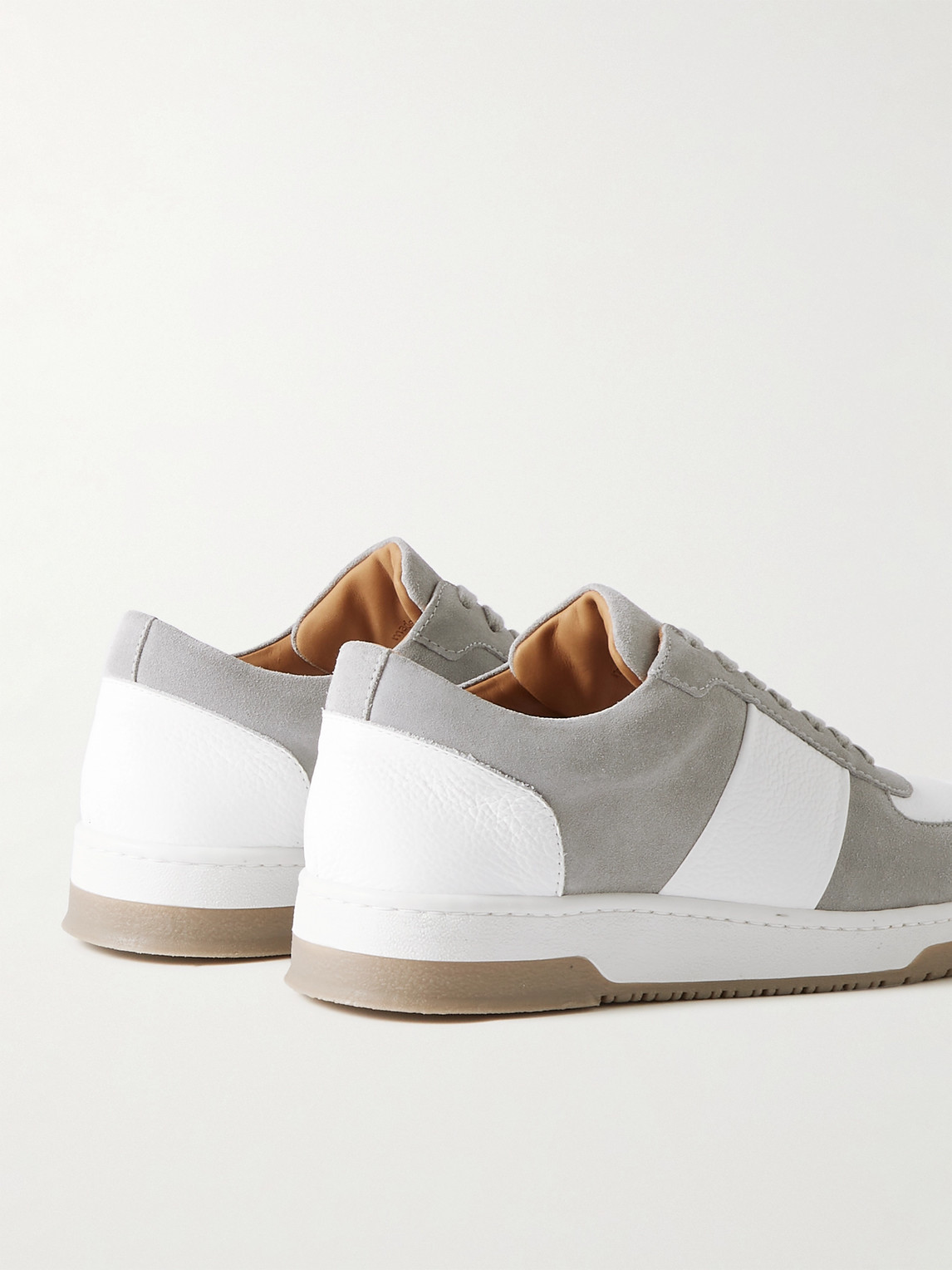 Shop Mr P Atticus Suede And Full-grain Leather Sneakers In Gray