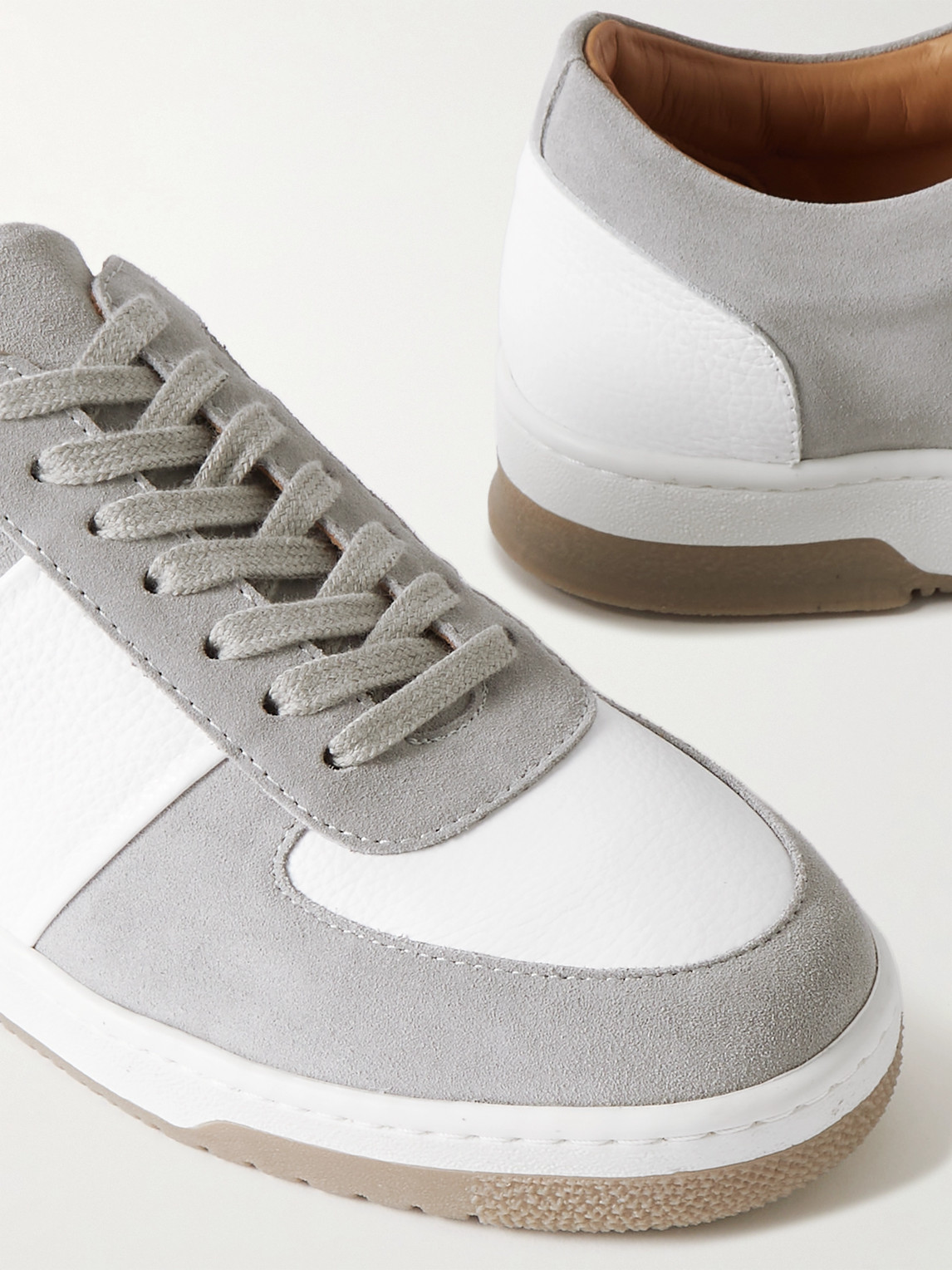 Shop Mr P Atticus Suede And Full-grain Leather Sneakers In Gray