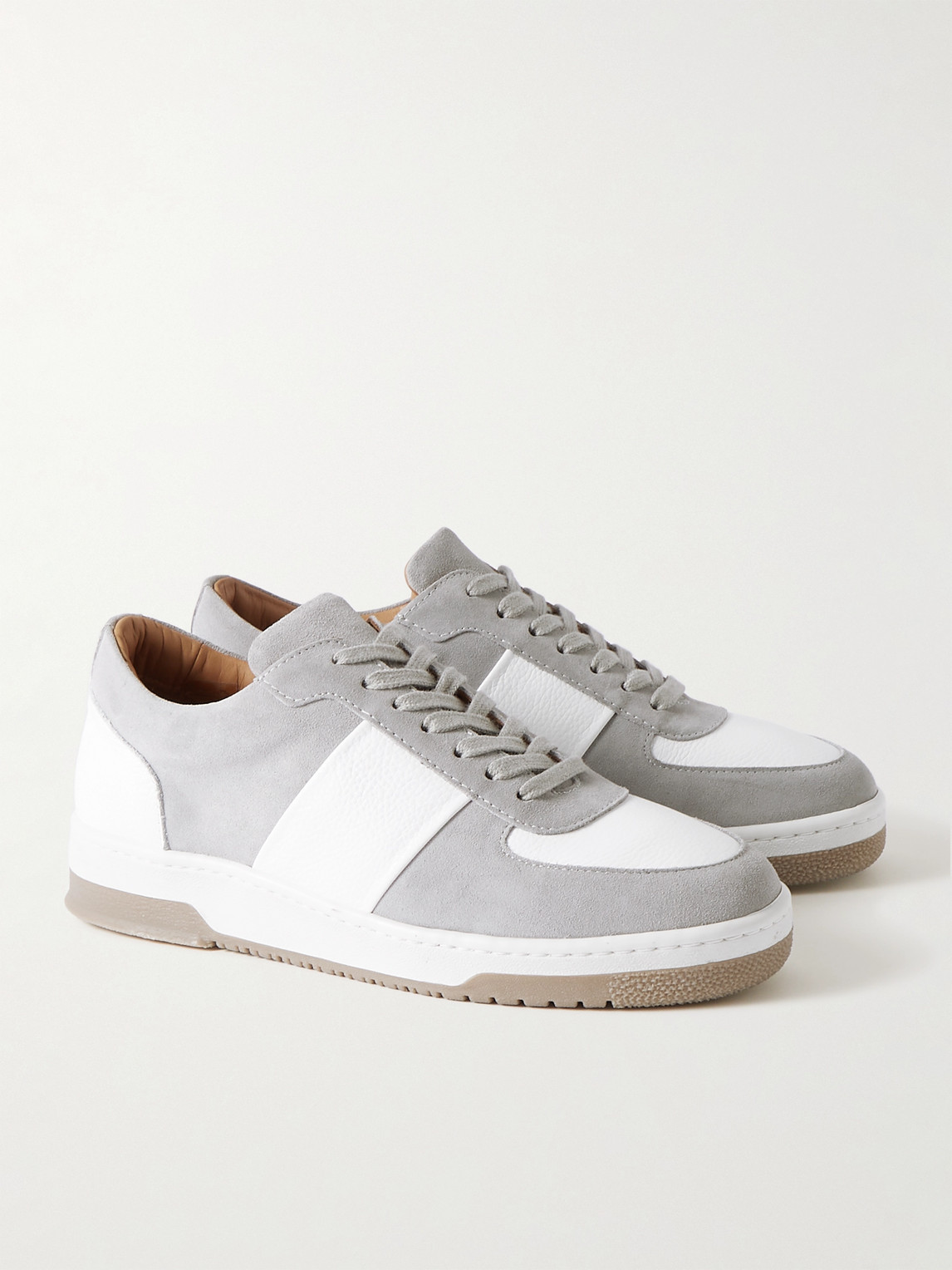 Shop Mr P Atticus Suede And Full-grain Leather Sneakers In Gray