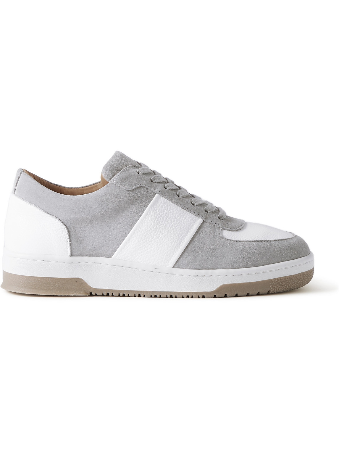 Mr P Atticus Suede And Full-grain Leather Sneakers In Gray