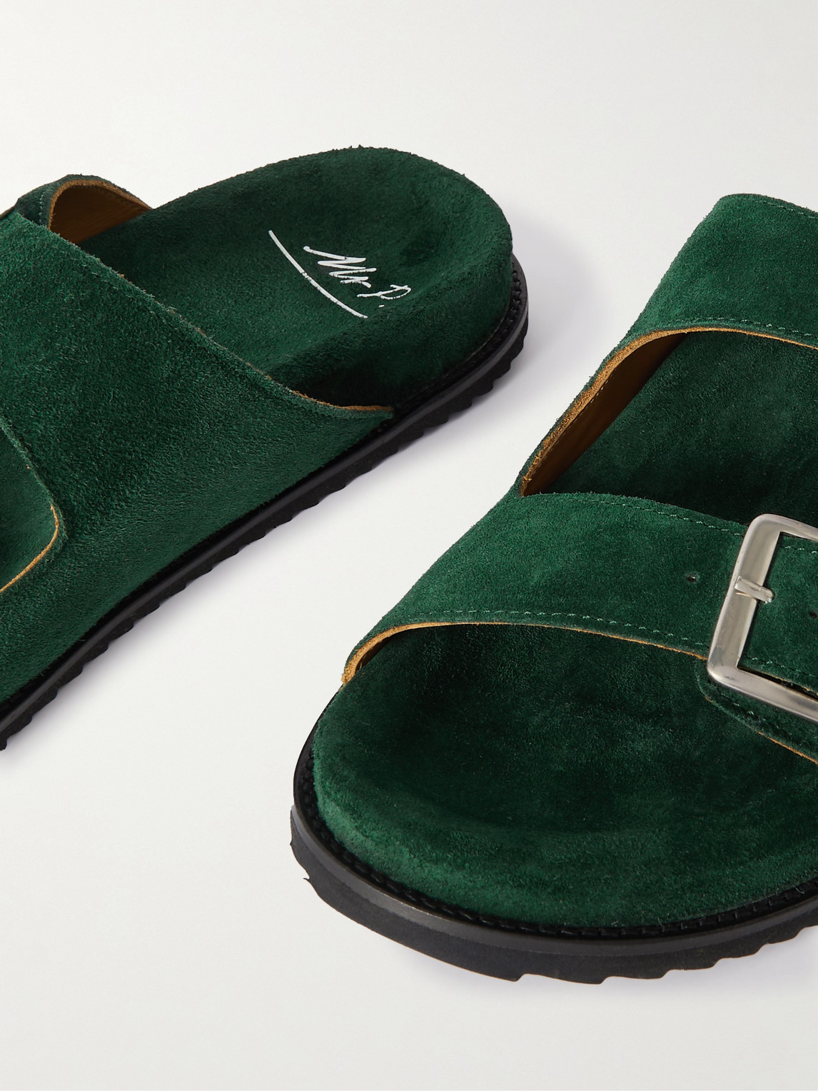 Shop Mr P David Suede Sandals In Green