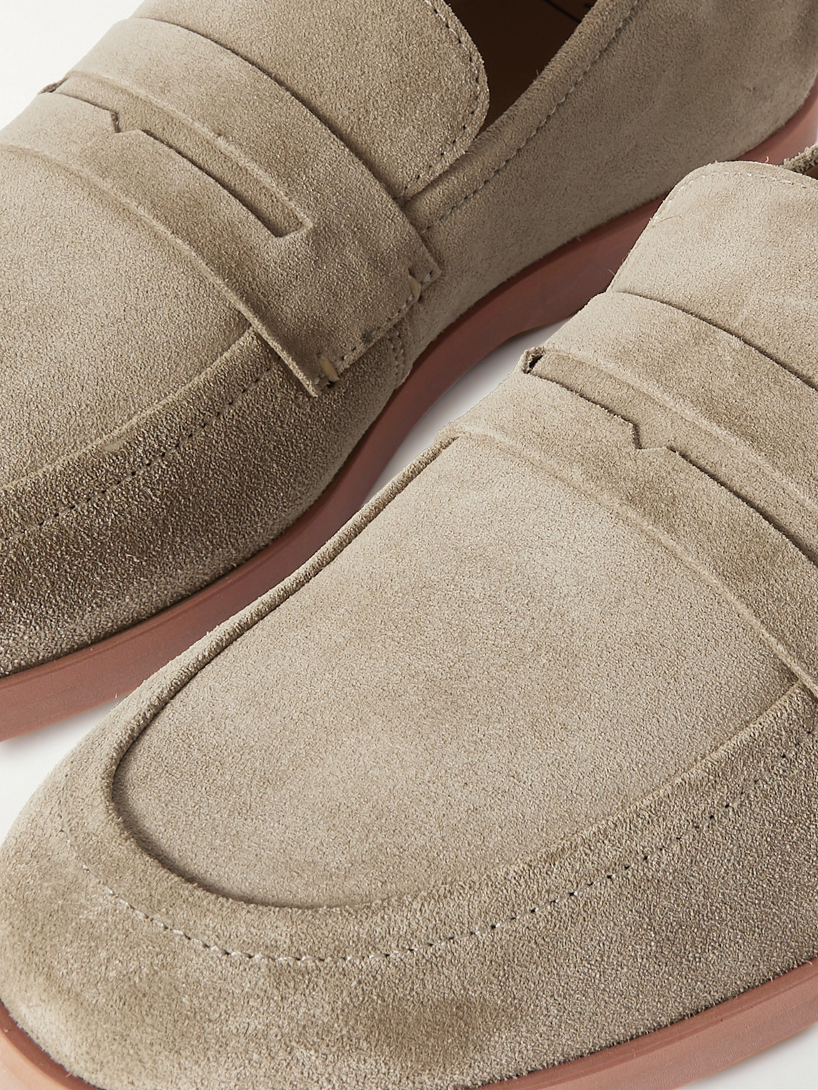 Shop Mr P Leo Suede Penny Loafers In Neutrals