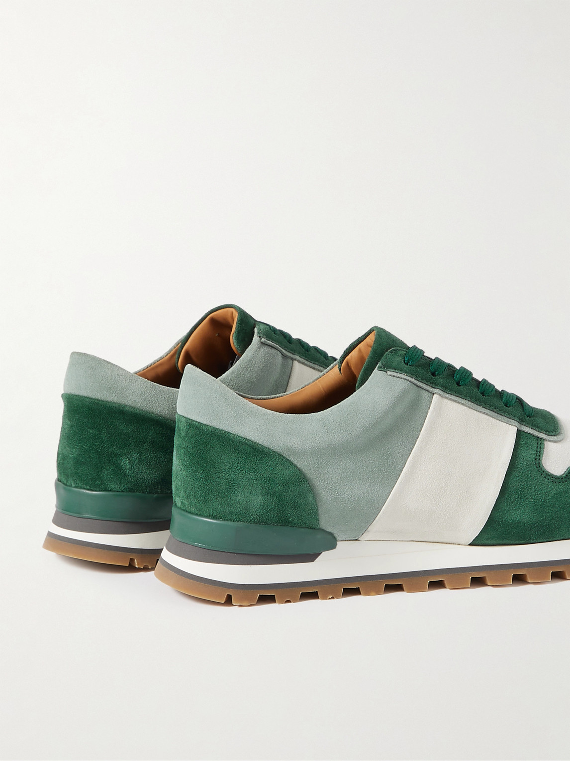 Shop Mr P Carlos Panelled Suede Sneakers In Green