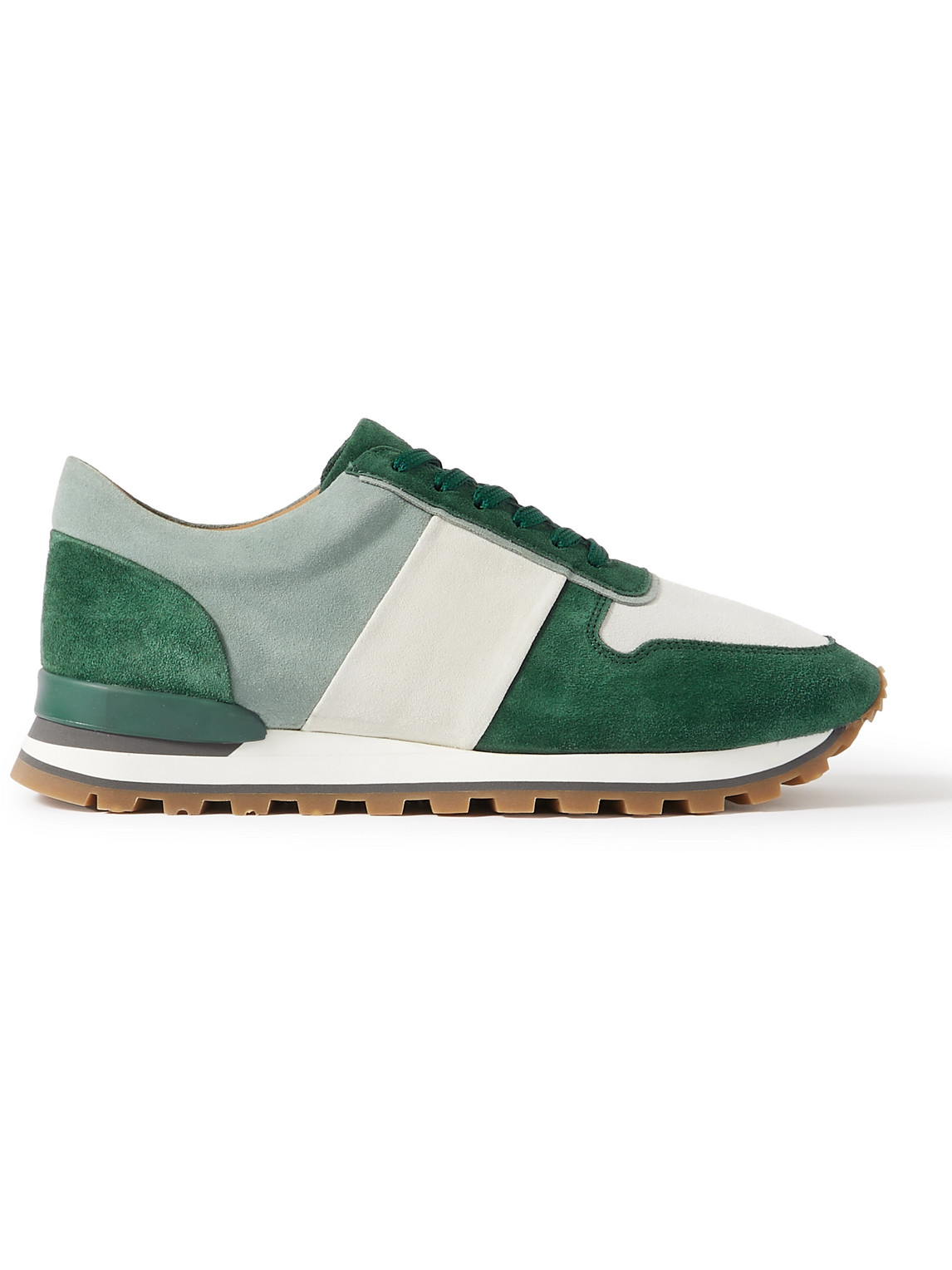 Mr P Carlos Panelled Suede Sneakers In Green