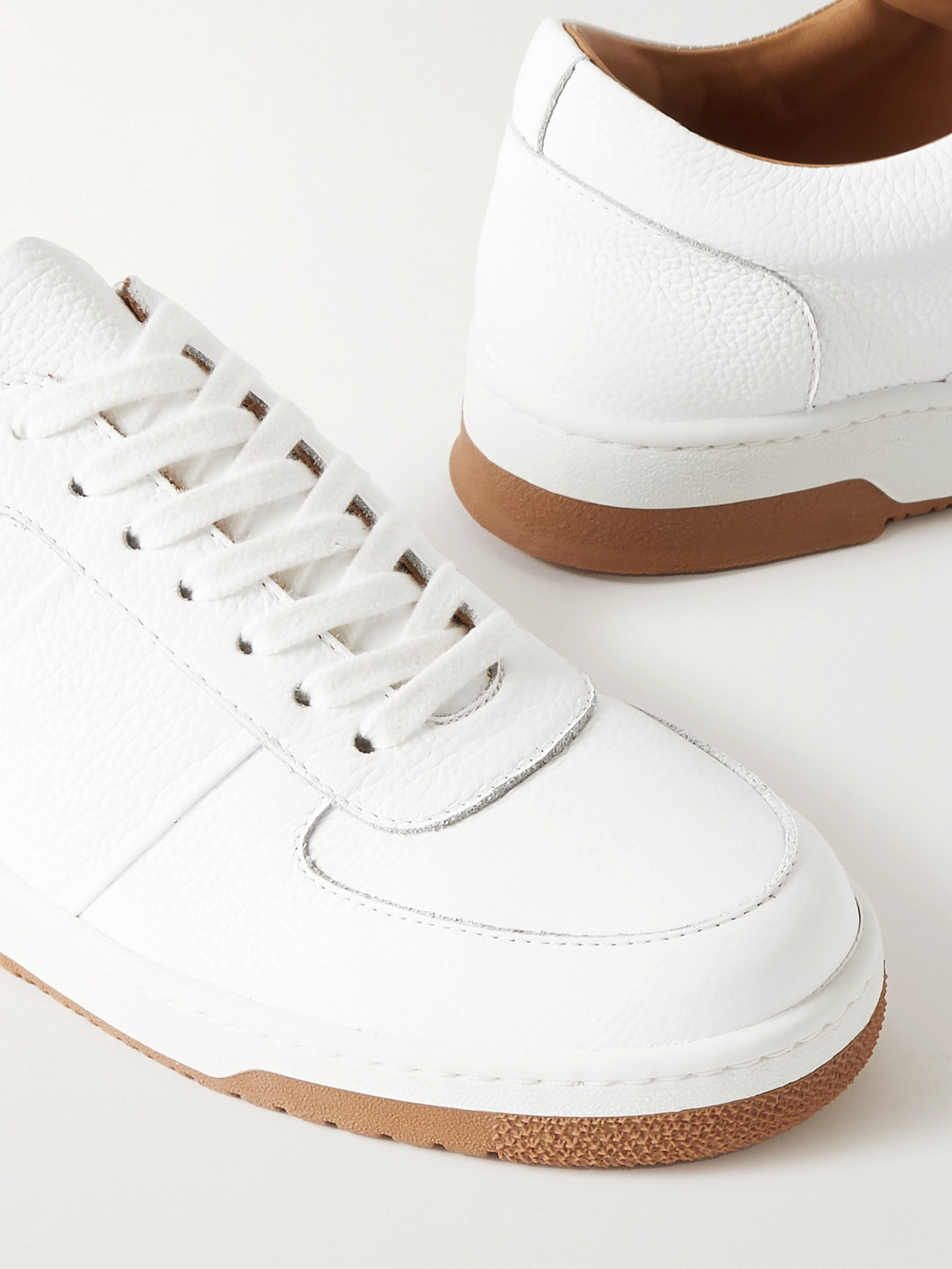 Shop Mr P Atticus Full-grain Leather Sneakers In White