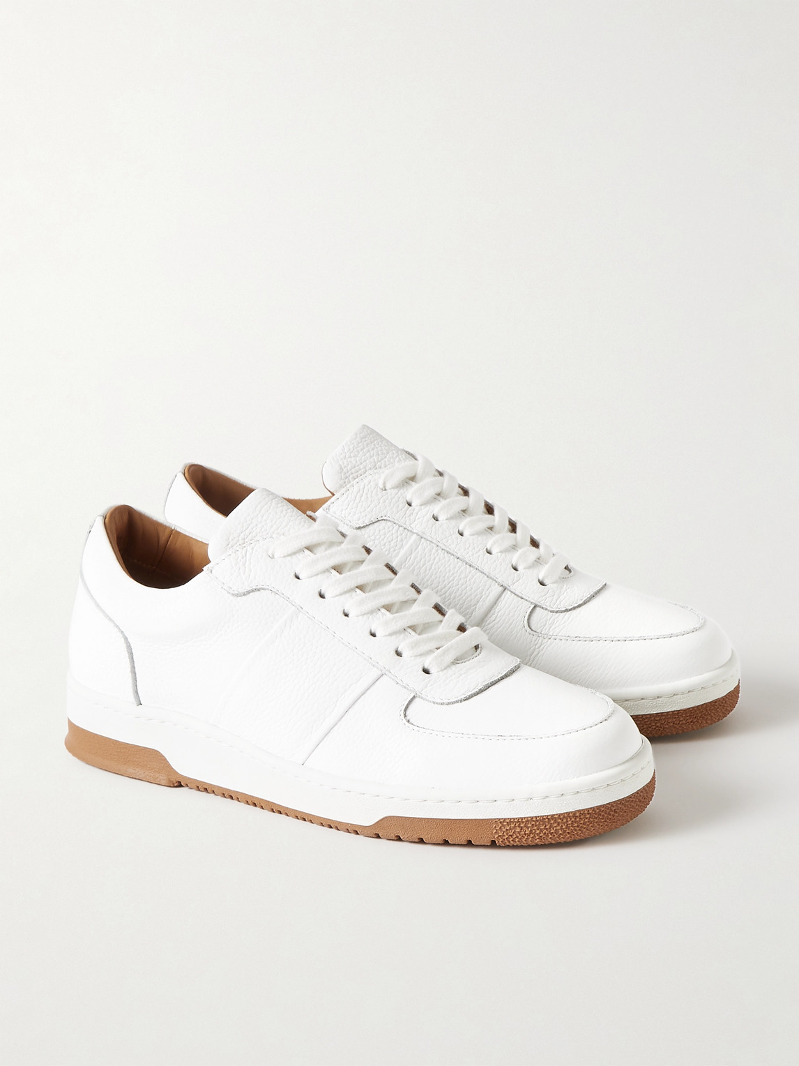 Shop Mr P Atticus Full-grain Leather Sneakers In White