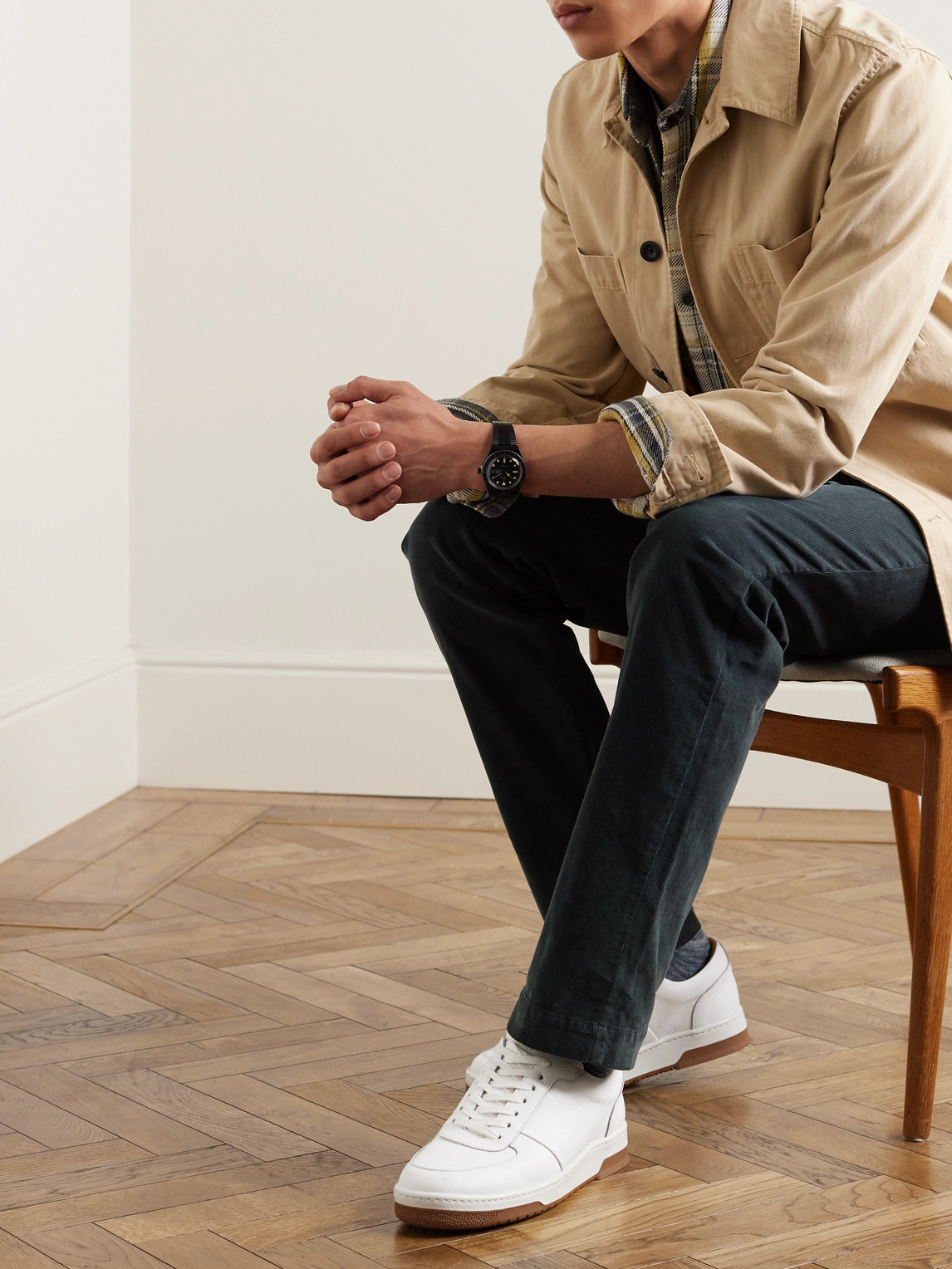 Shop Mr P Atticus Full-grain Leather Sneakers In White