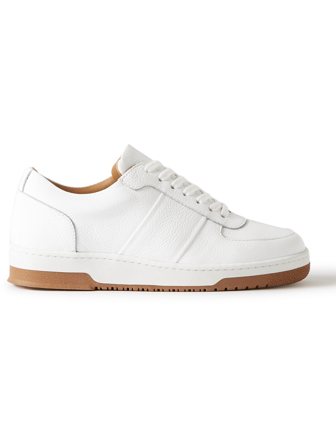 Mr P. Atticus Full-grain Leather Sneakers In White