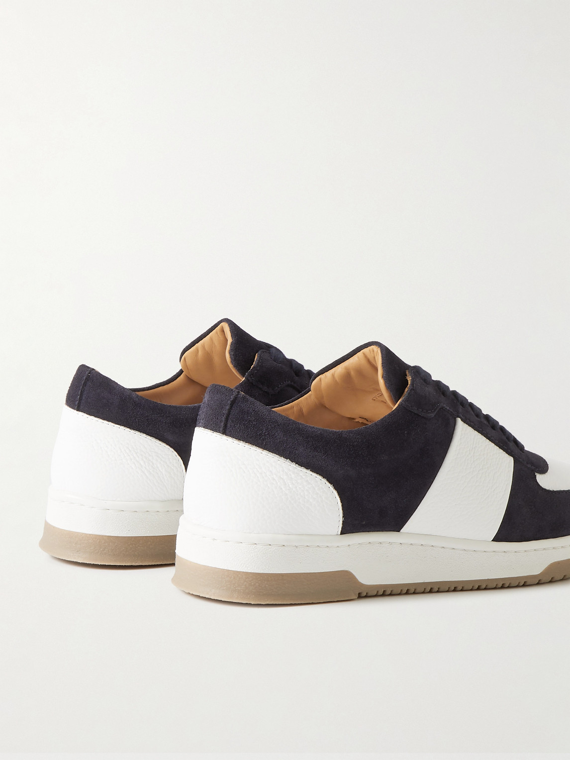 Shop Mr P Atticus Suede And Full-grain Leather Sneakers In Blue