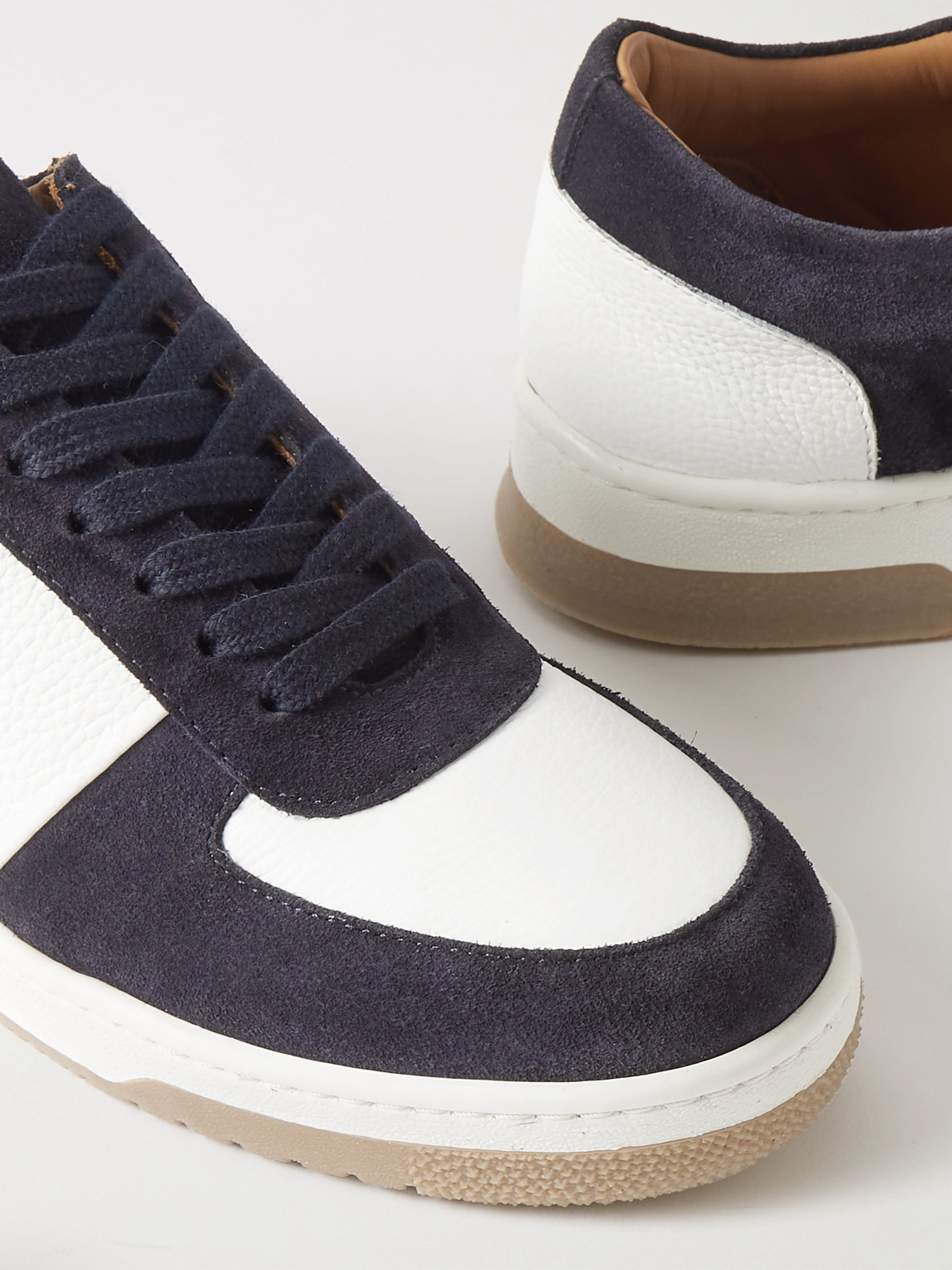 Shop Mr P Atticus Suede And Full-grain Leather Sneakers In Blue