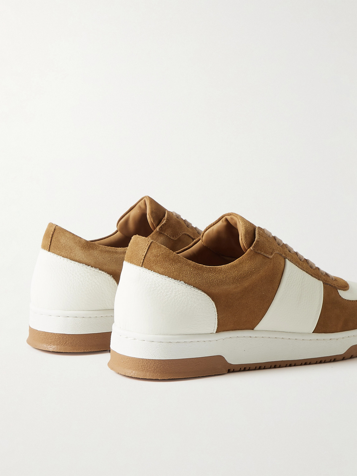 Shop Mr P Atticus Suede And Full-grain Leather Sneakers In Brown