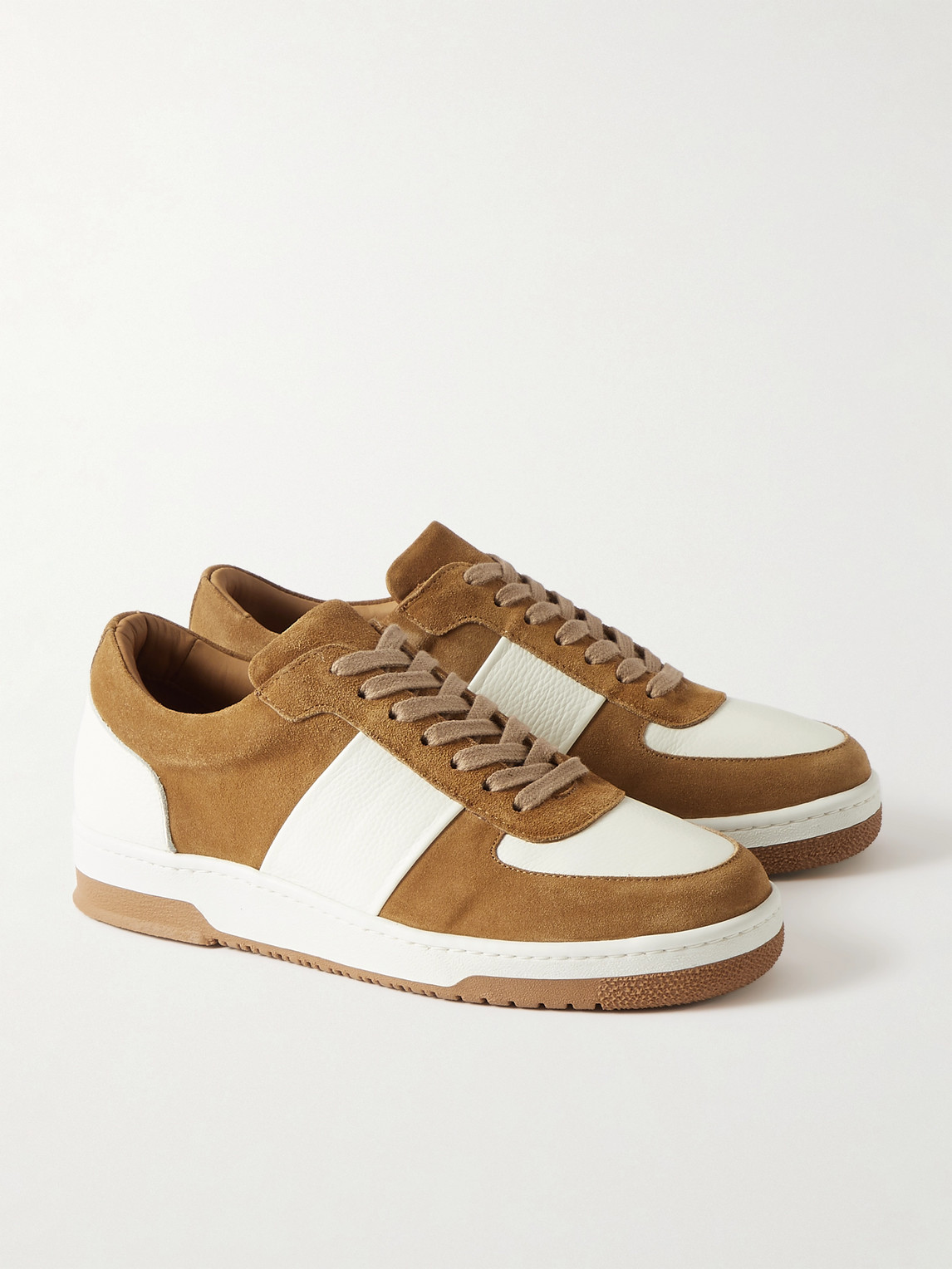 Shop Mr P Atticus Suede And Full-grain Leather Sneakers In Brown