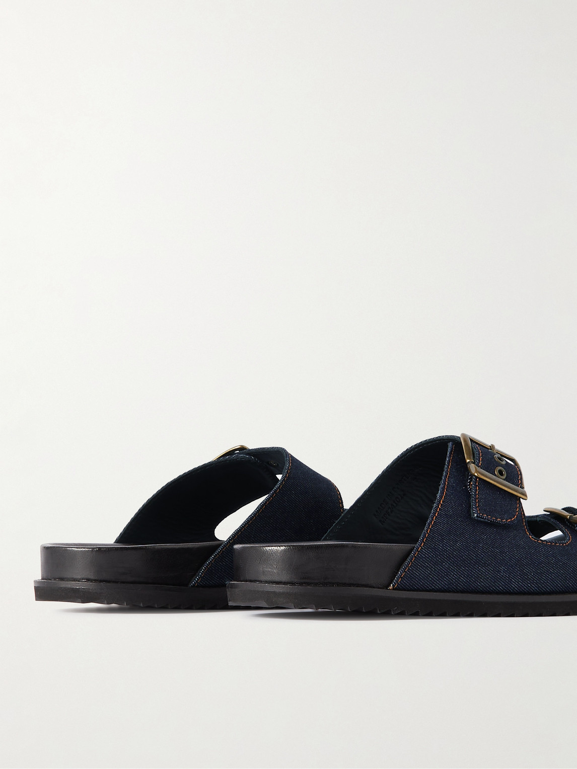 Shop Mr P David Denim Sandals In Blue