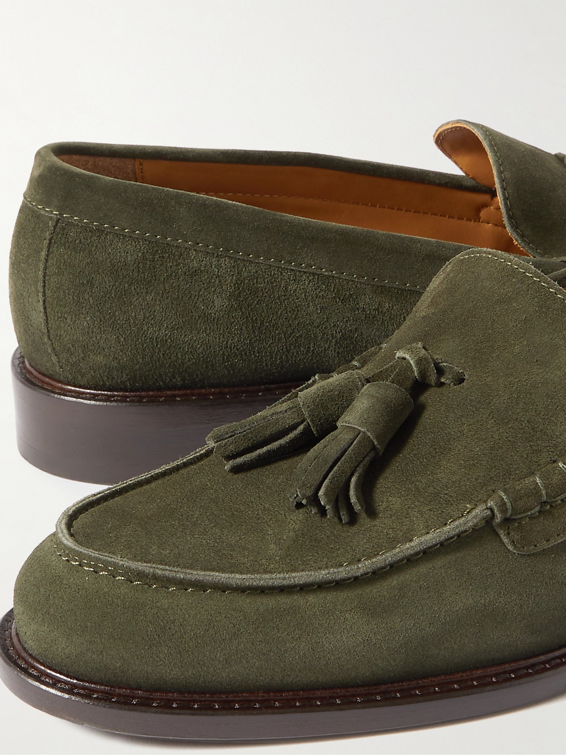 Shop Mr P Scott Tasselled Suede Loafers In Green