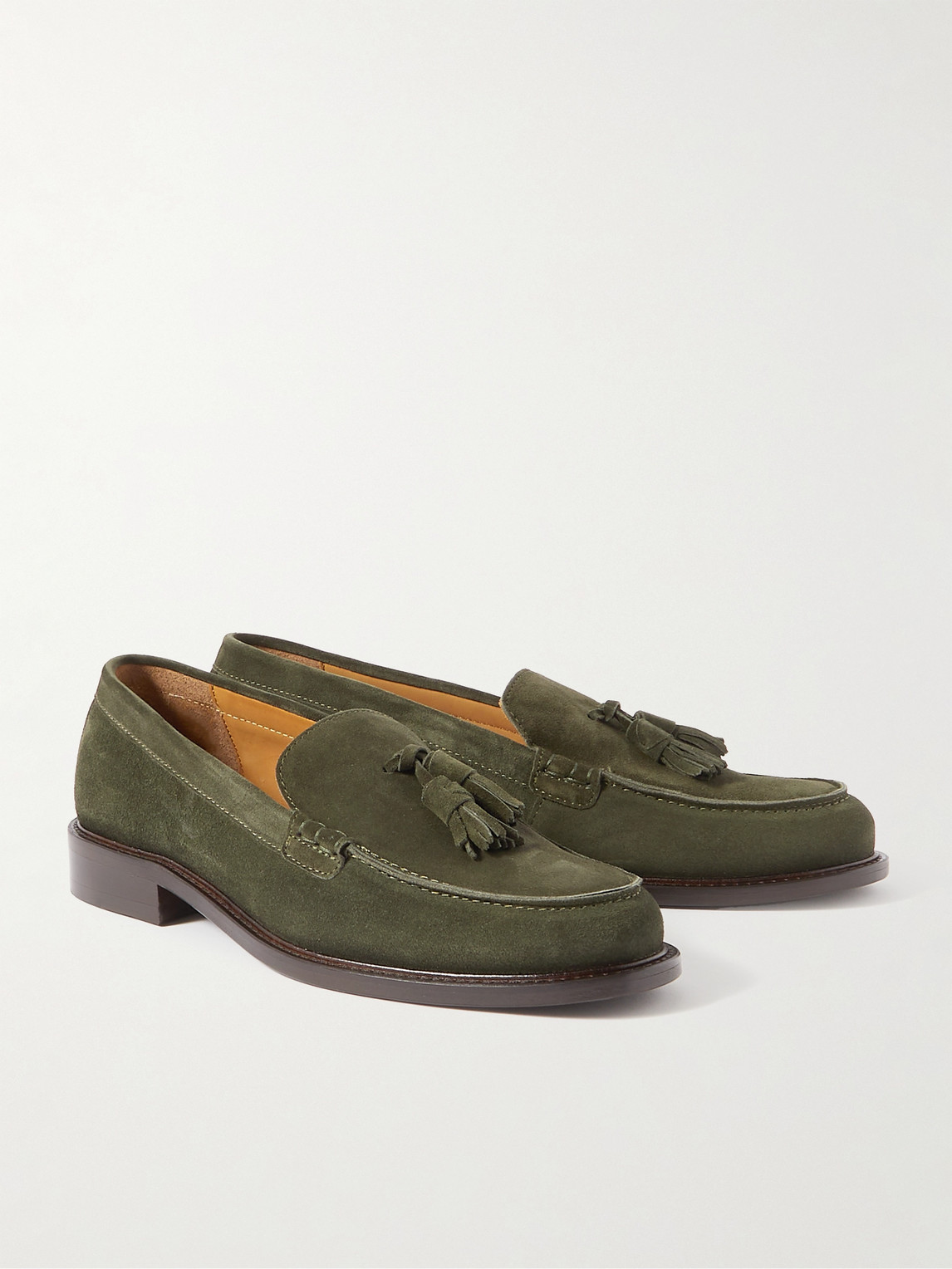 Shop Mr P Scott Tasselled Suede Loafers In Green