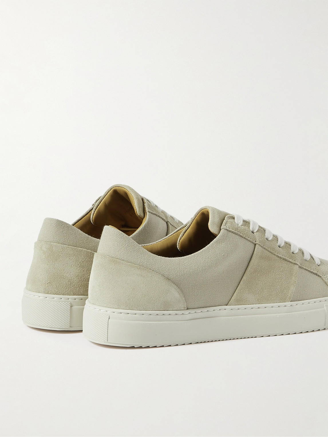 Shop Mr P Alec Suede-trimmed Canvas Sneakers In Neutrals