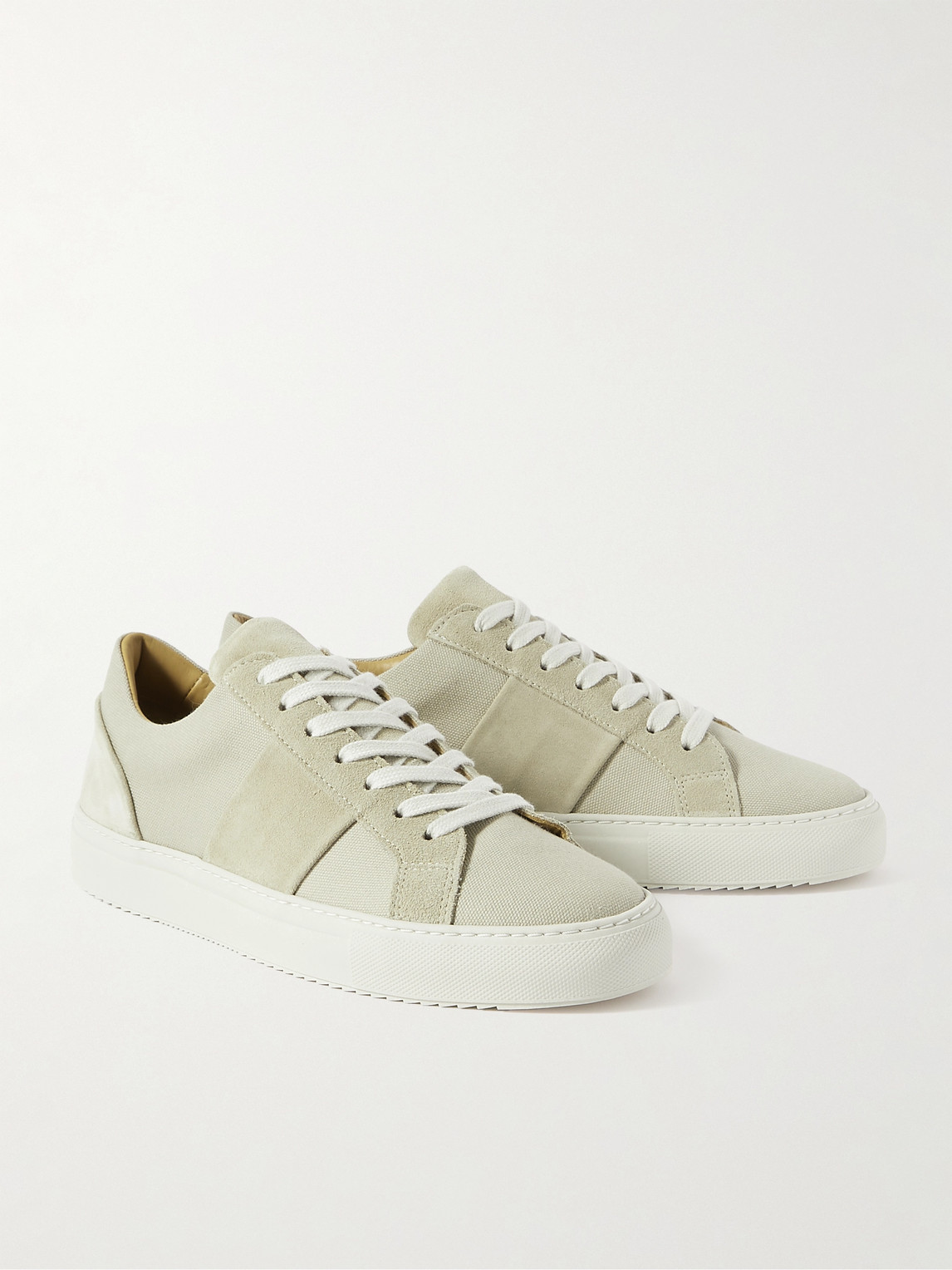 Shop Mr P Alec Suede-trimmed Canvas Sneakers In Neutrals