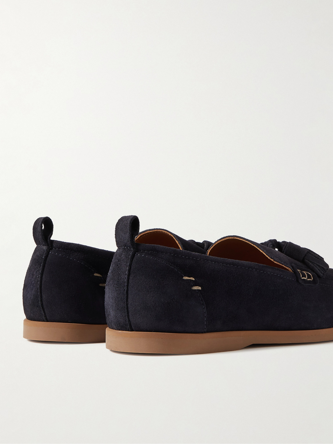 Shop Mr P Leo Tasselled Suede Loafers In Blue