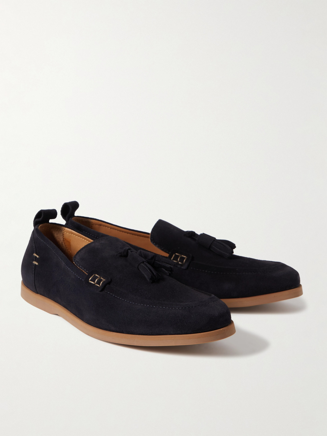 Shop Mr P Leo Tasselled Suede Loafers In Blue